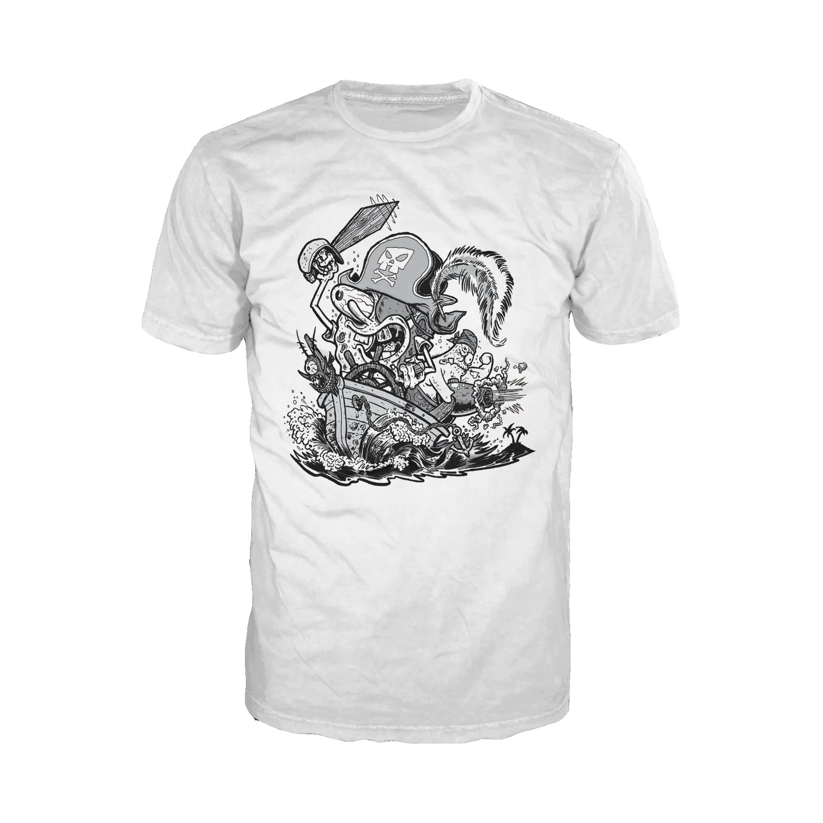 SpongeBob SquarePants Comic Pirate Official Men's T-Shirt (White)
