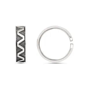 Sterling Silver Adjustable Geometric Pattern Oxidized Toe Ring