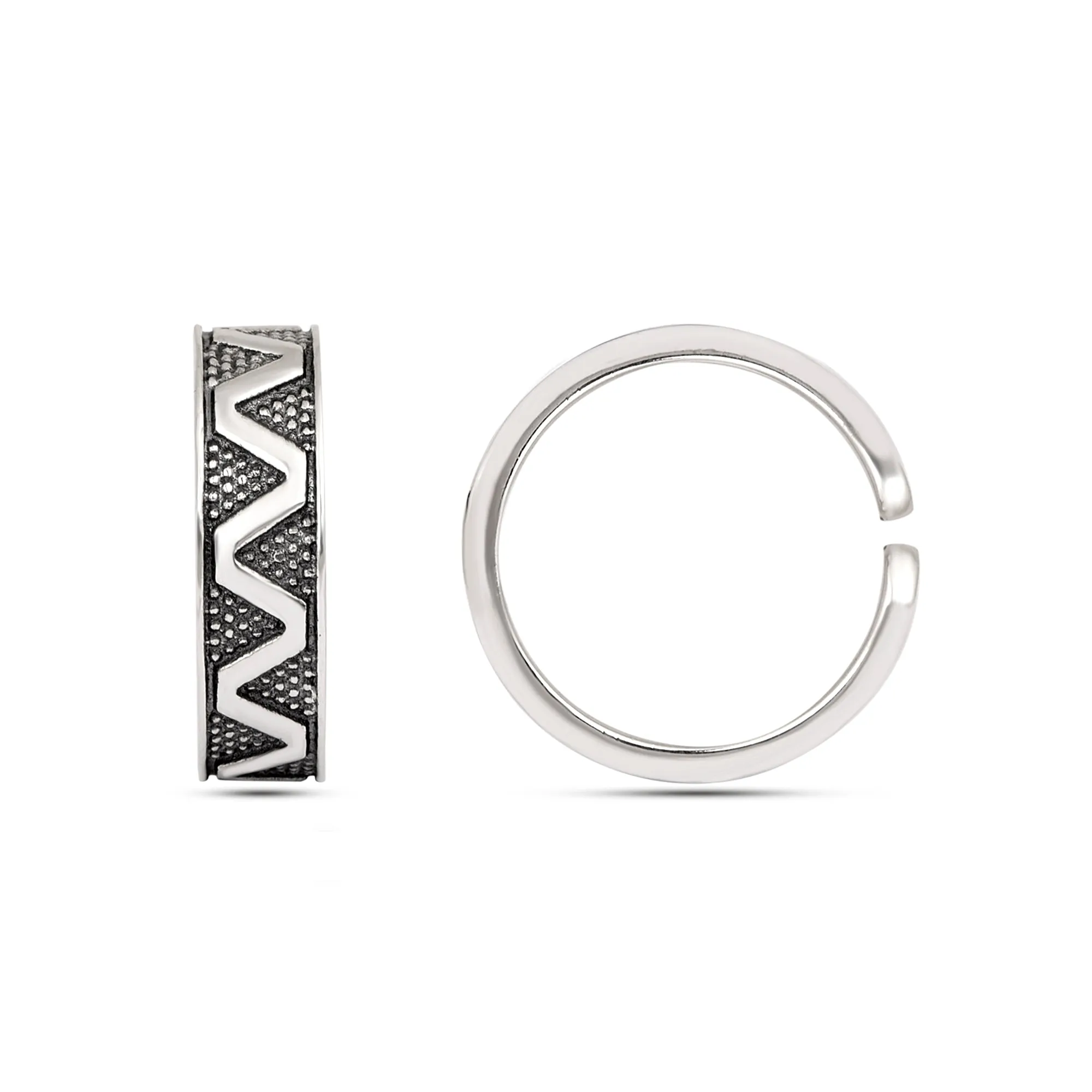 Sterling Silver Adjustable Geometric Pattern Oxidized Toe Ring