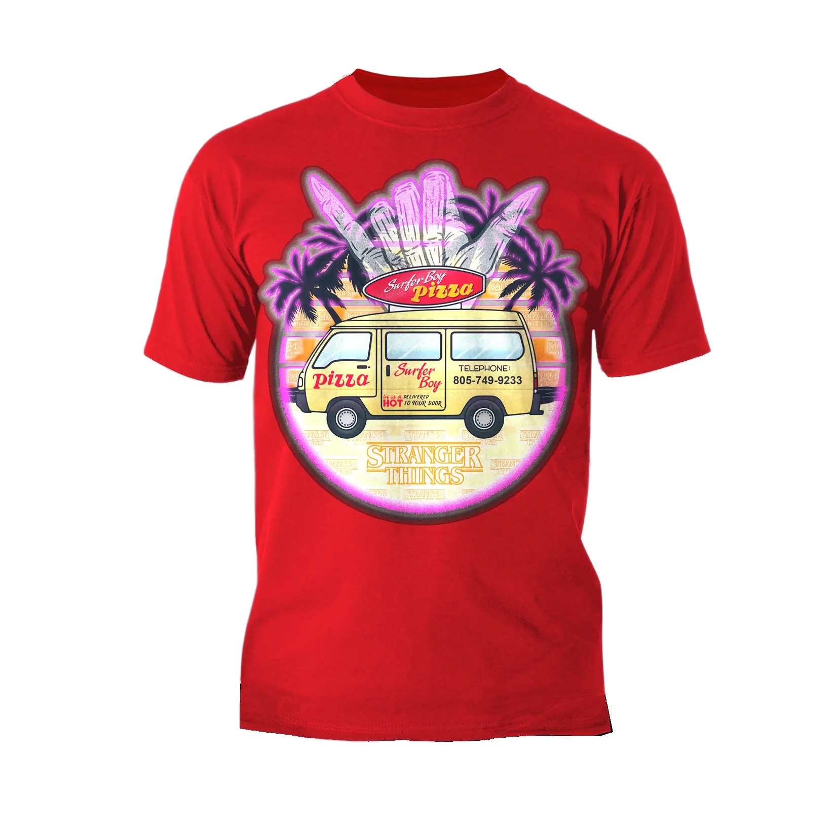 Stranger Things Argyle Splash Surf Pizza Men's T-Shirt