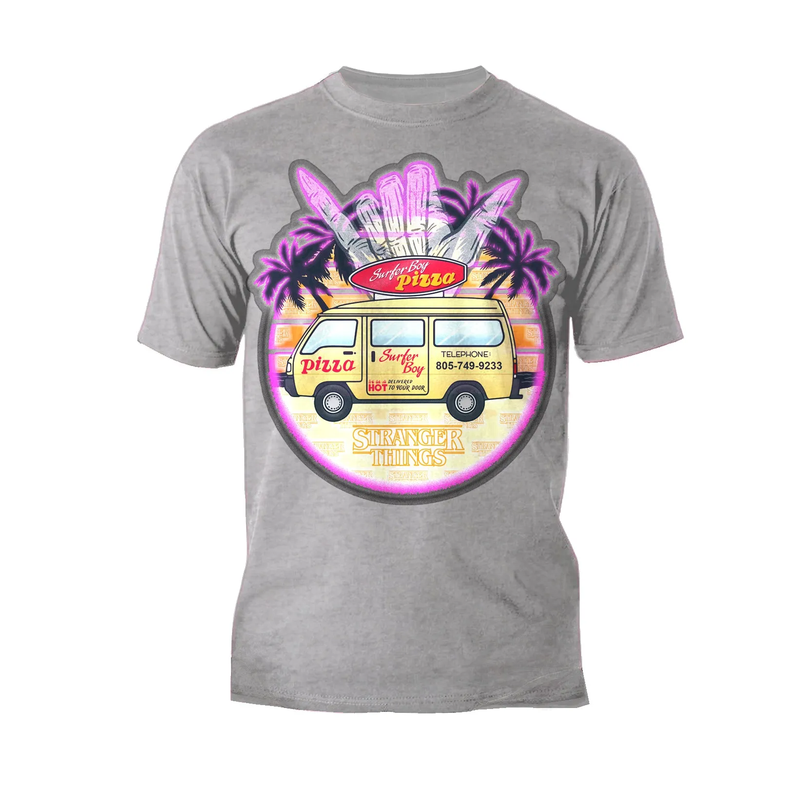 Stranger Things Argyle Splash Surf Pizza Men's T-Shirt