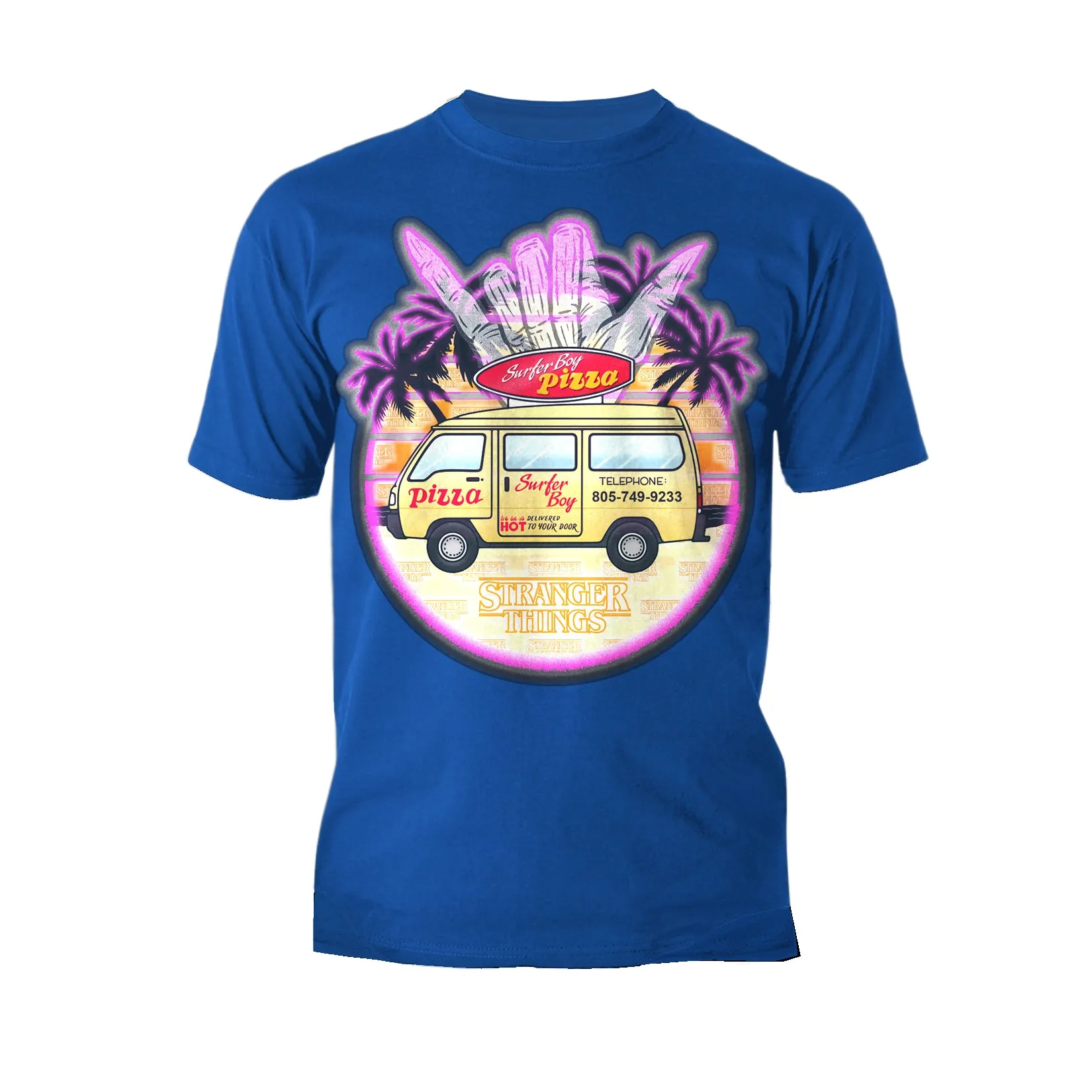 Stranger Things Argyle Splash Surf Pizza Men's T-Shirt