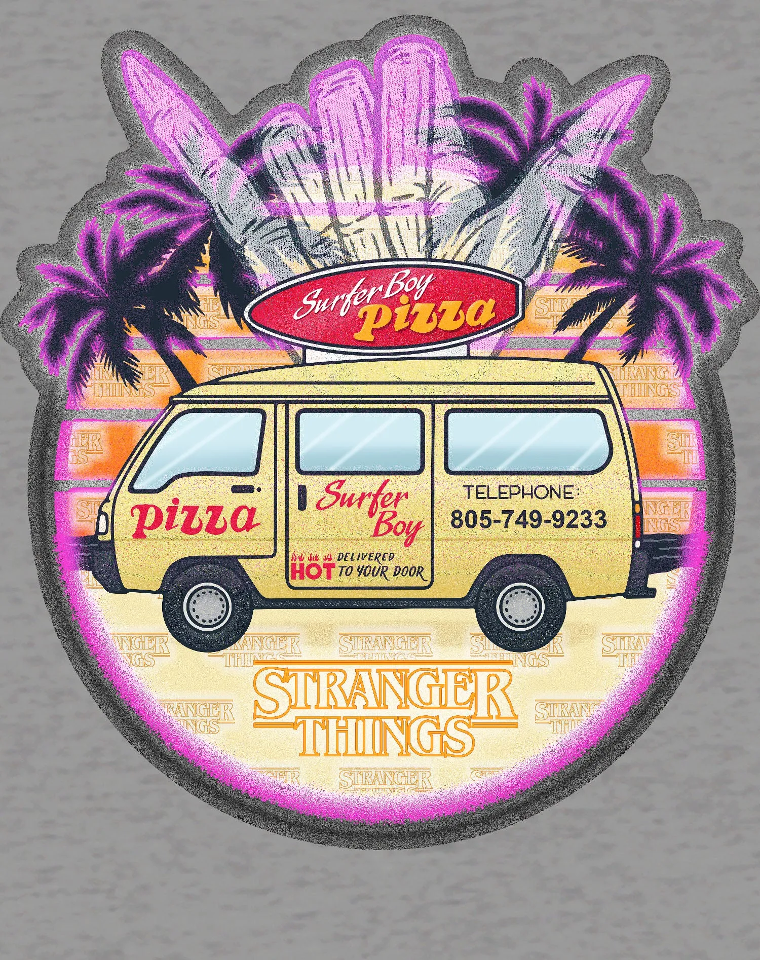 Stranger Things Argyle Splash Surf Pizza Men's T-Shirt