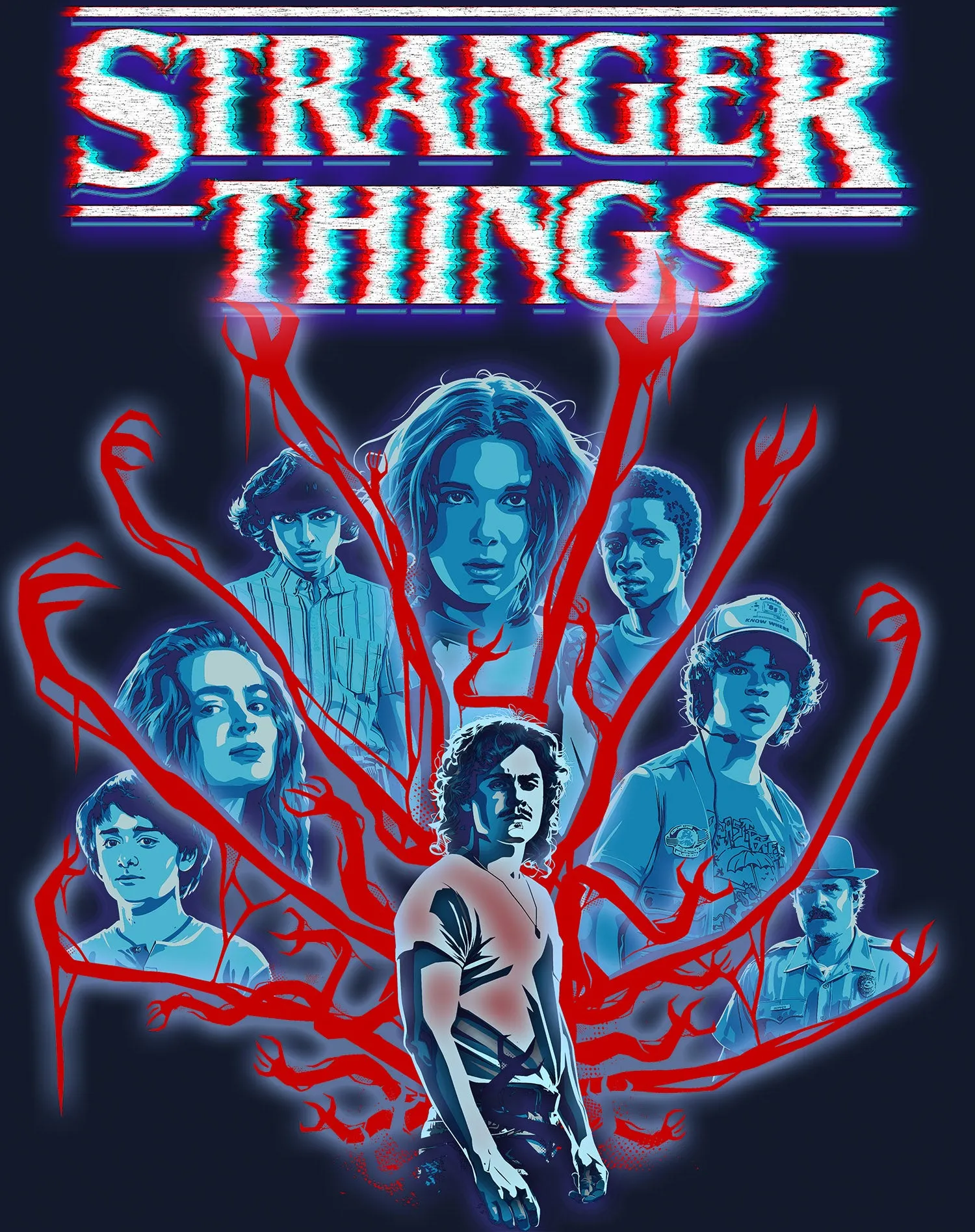 Stranger Things Vines Poster Hive Glitch Men's T-Shirt