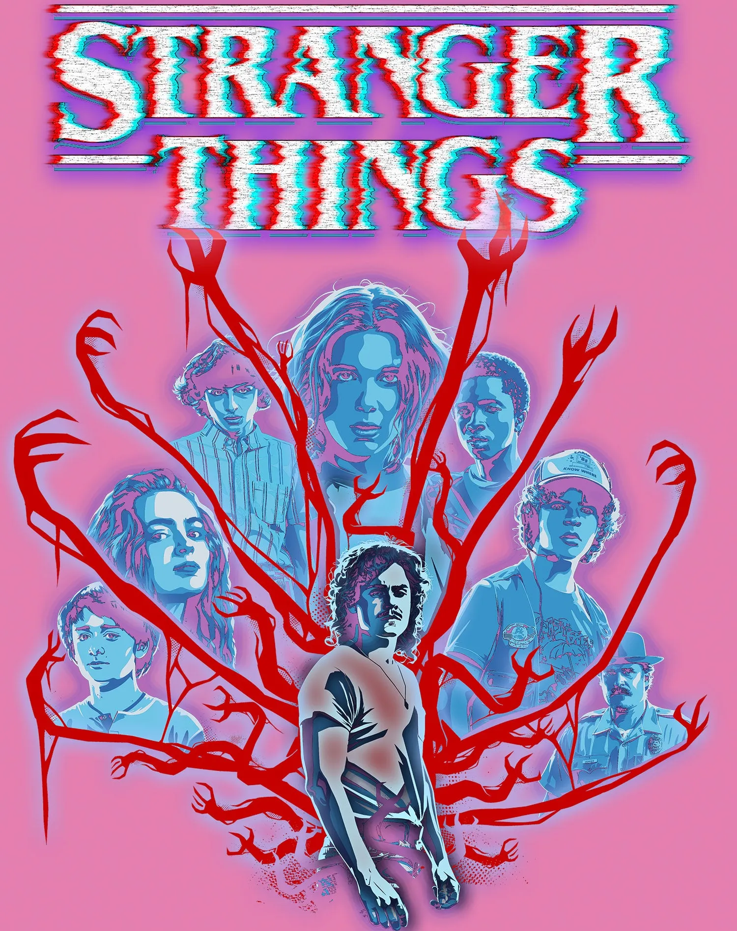 Stranger Things Vines Poster Hive Glitch Men's T-Shirt
