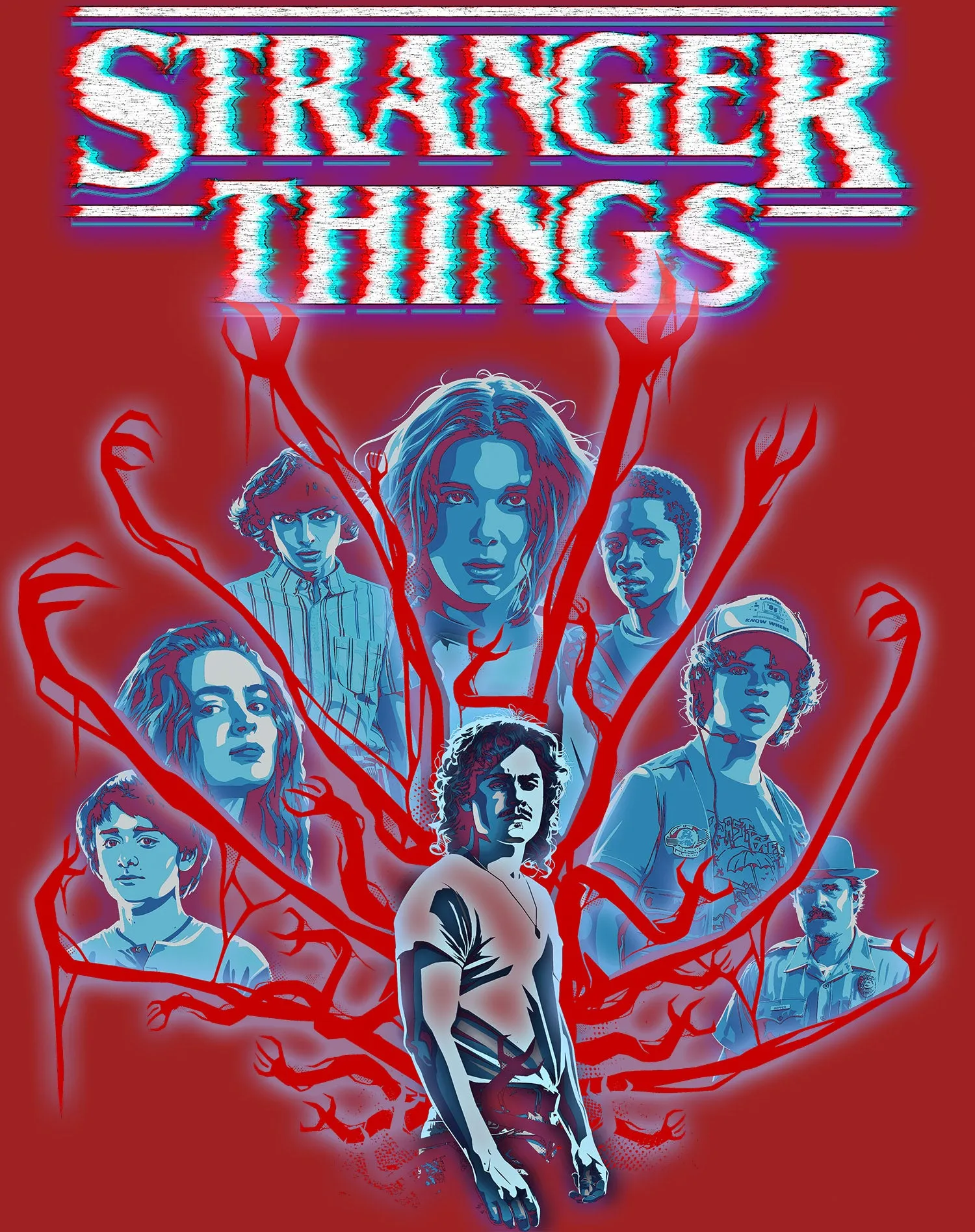 Stranger Things Vines Poster Hive Glitch Men's T-Shirt