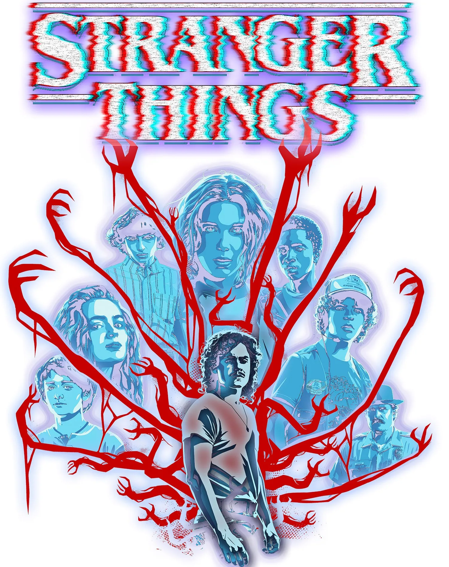 Stranger Things Vines Poster Hive Glitch Men's T-Shirt