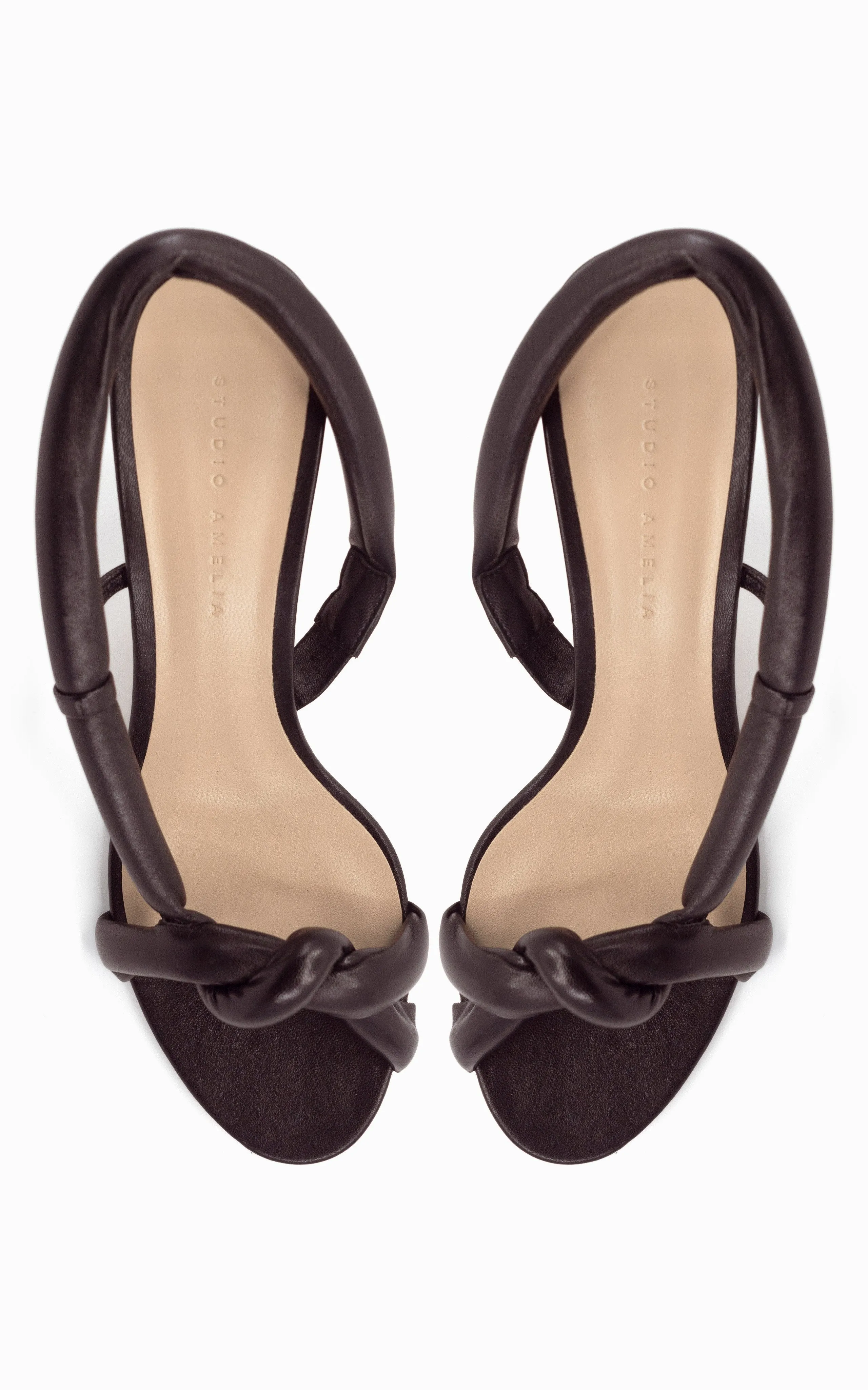 STUDIO AMELIA Tubular Pretzel 70 Heel - Chocolate