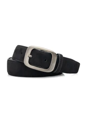 Suede Leather Belt with Palladium-Toned Buckle