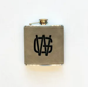 Suede Leather Flask Engraved Personalized
