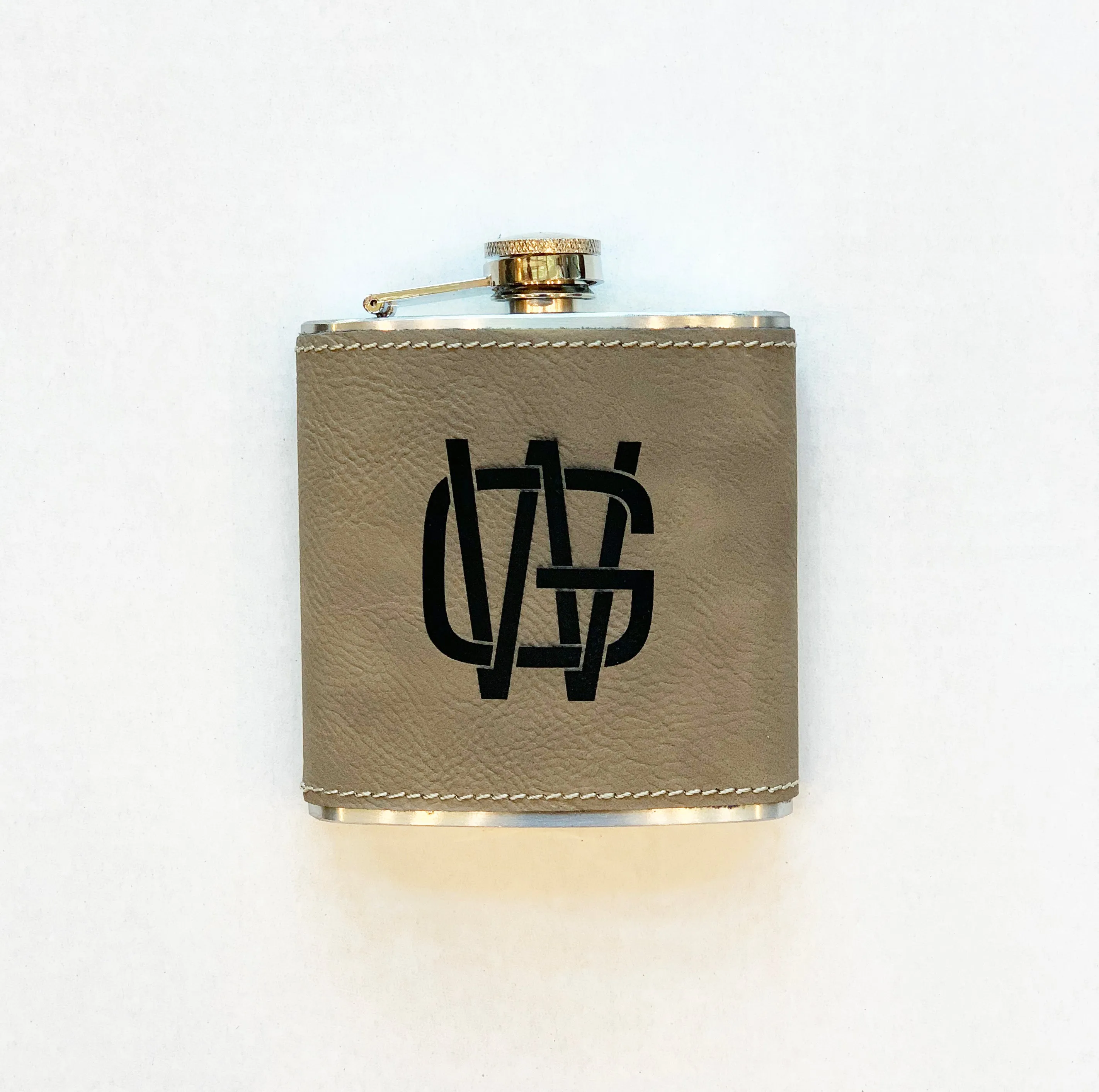 Suede Leather Flask Engraved Personalized