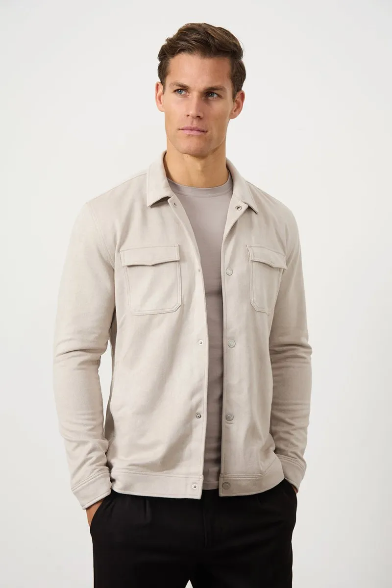 Suede Look Shacket in Stone
