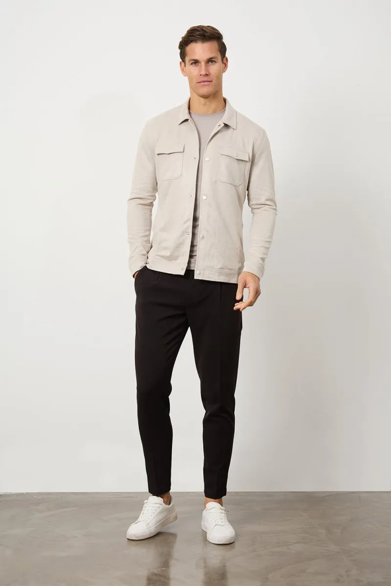 Suede Look Shacket in Stone