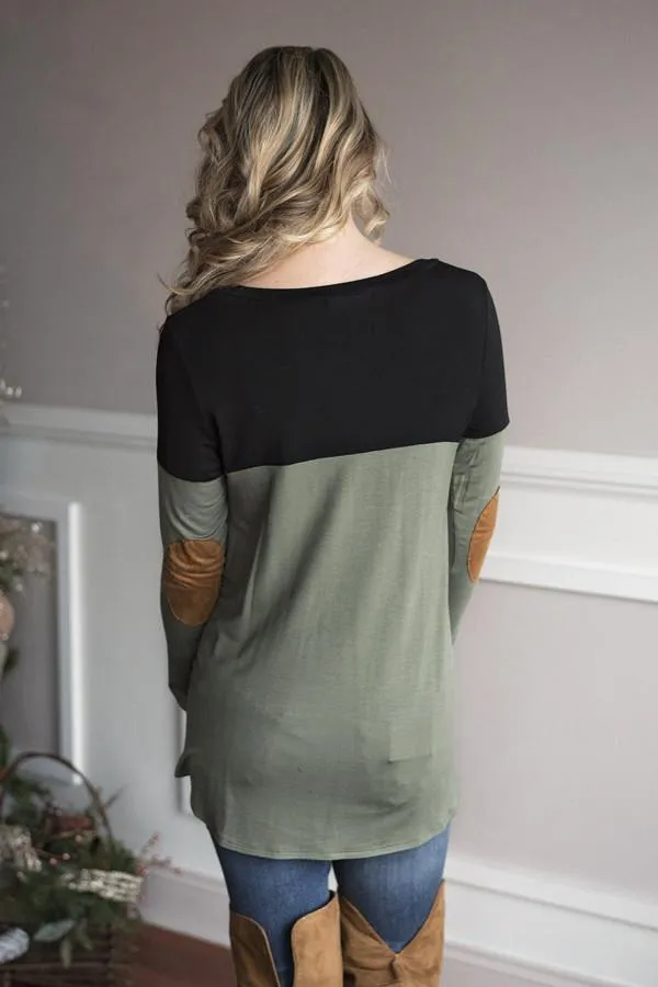 Suede Pocket Top - Olive