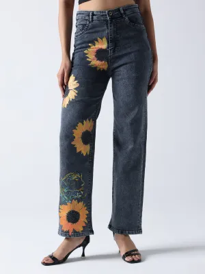 Sunflower Dreams High-Rise Painted Denim