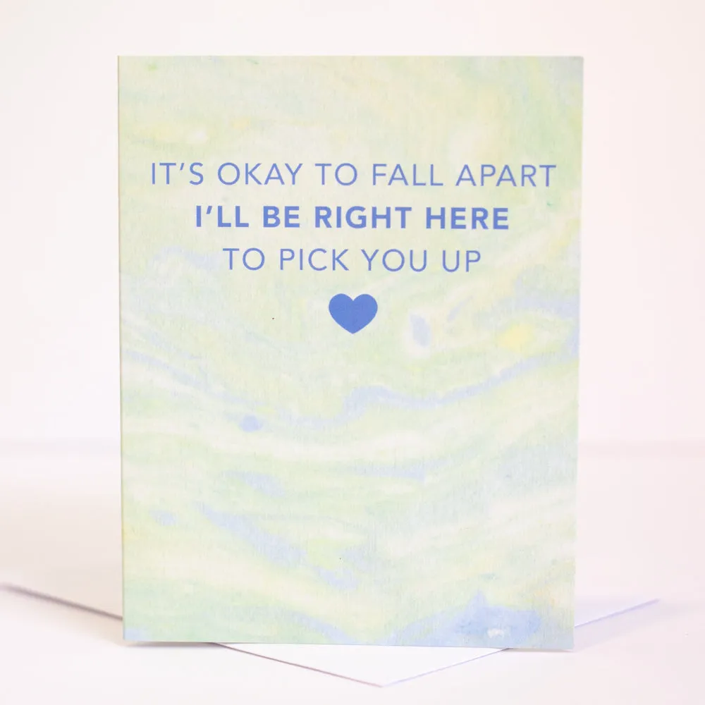sympathy card for friend, I'll be right here to pick you up, i am here for you sympathy card, friendship sympathy card
