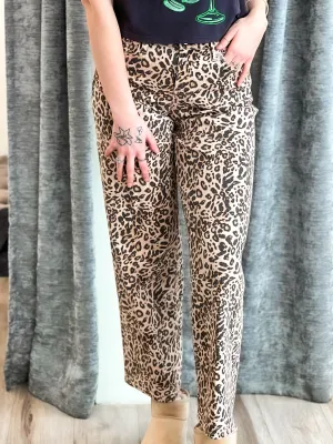Taylor Mid High Rise Denim - Leopard