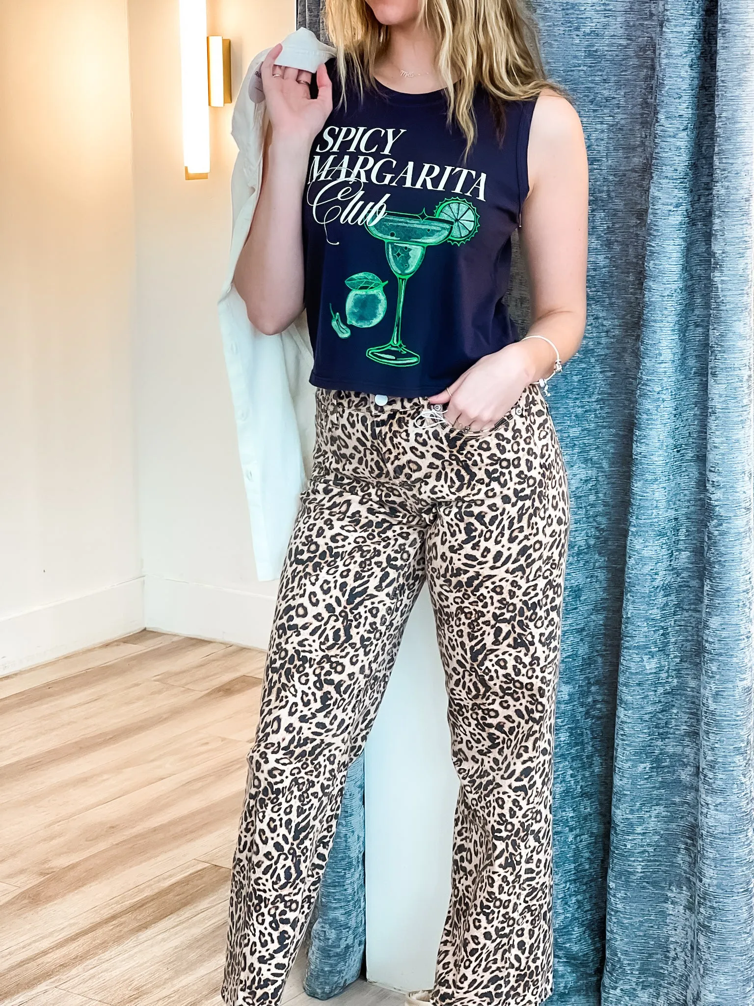 Taylor Mid High Rise Denim - Leopard