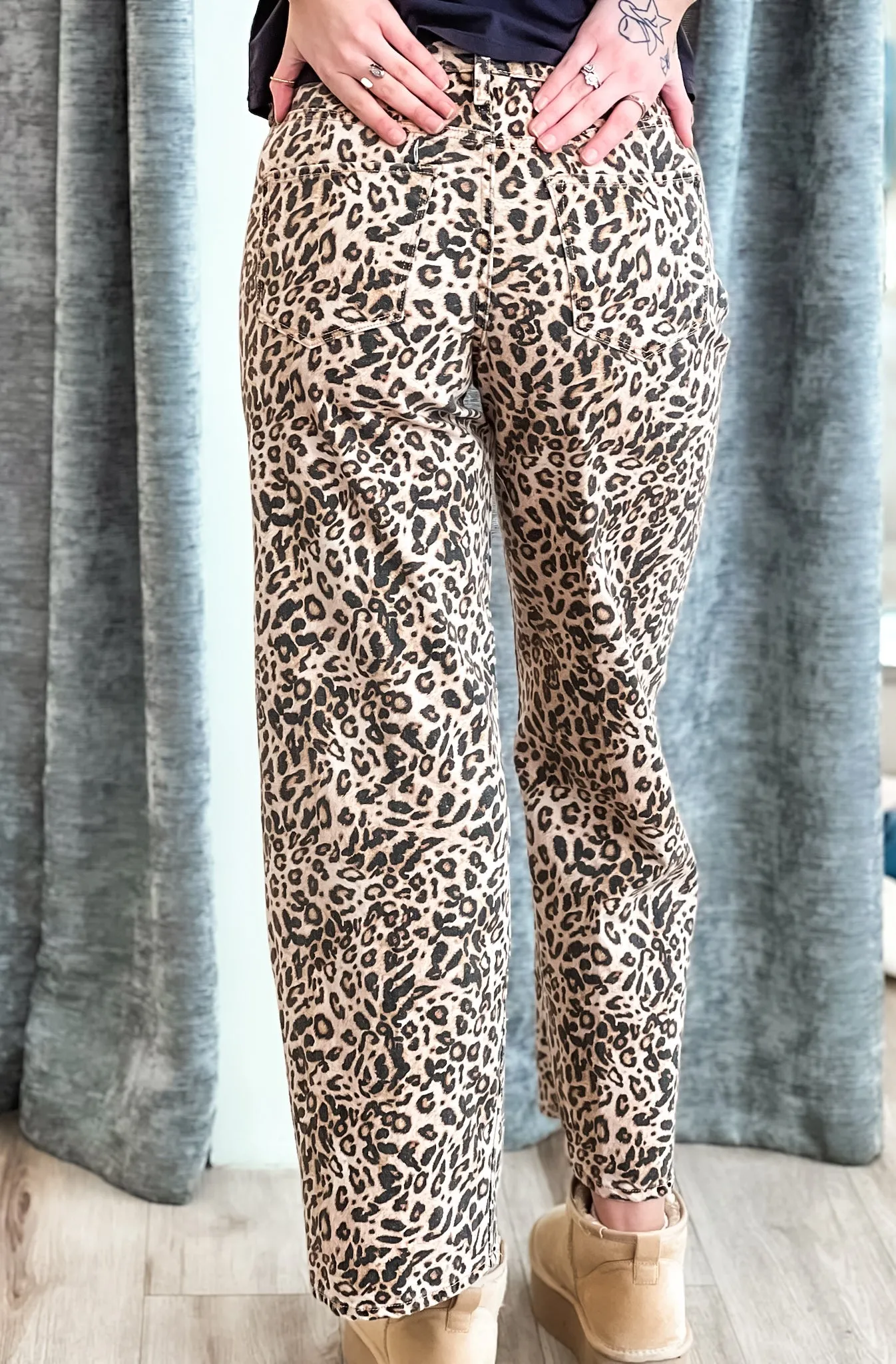 Taylor Mid High Rise Denim - Leopard