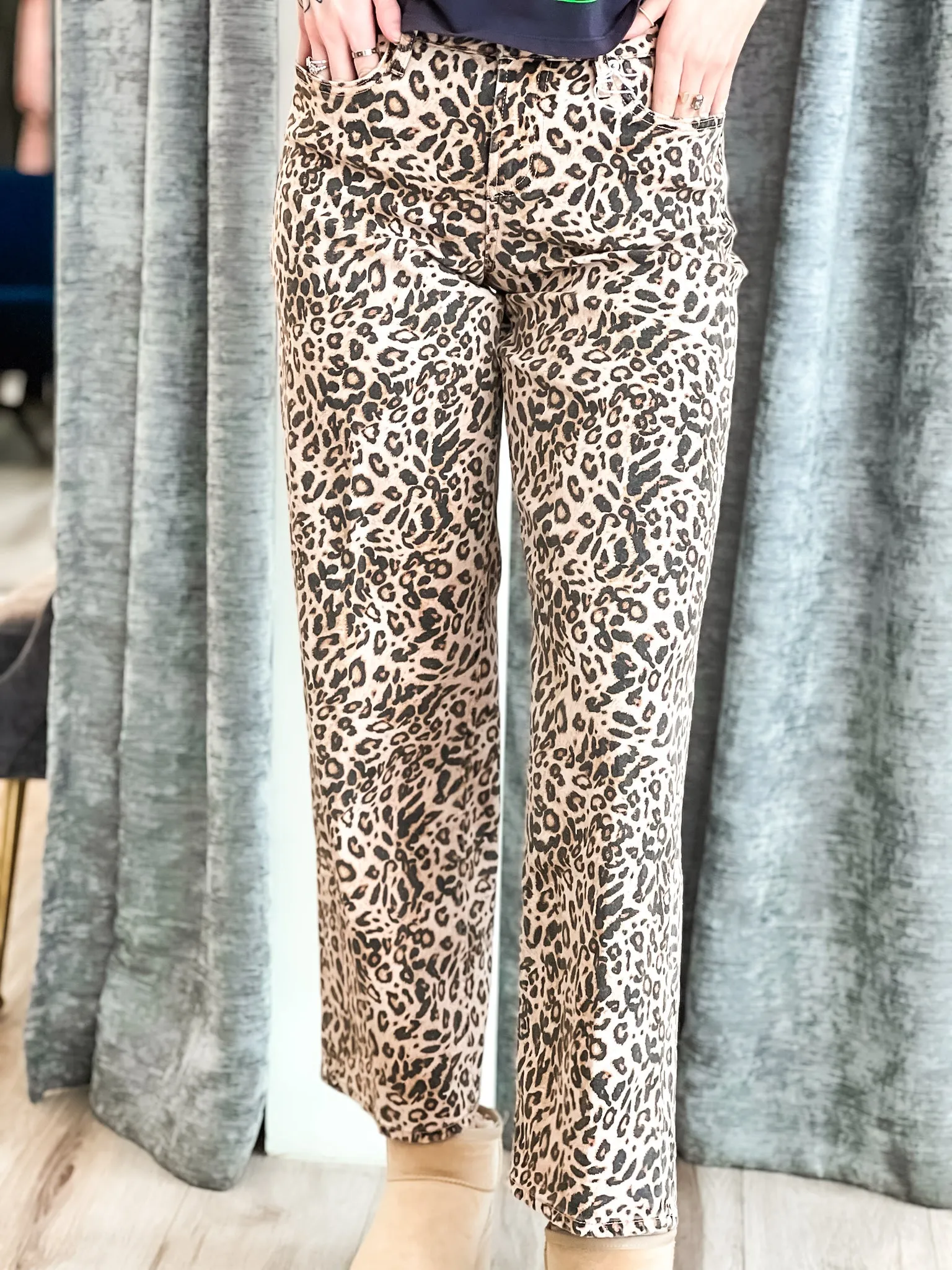 Taylor Mid High Rise Denim - Leopard