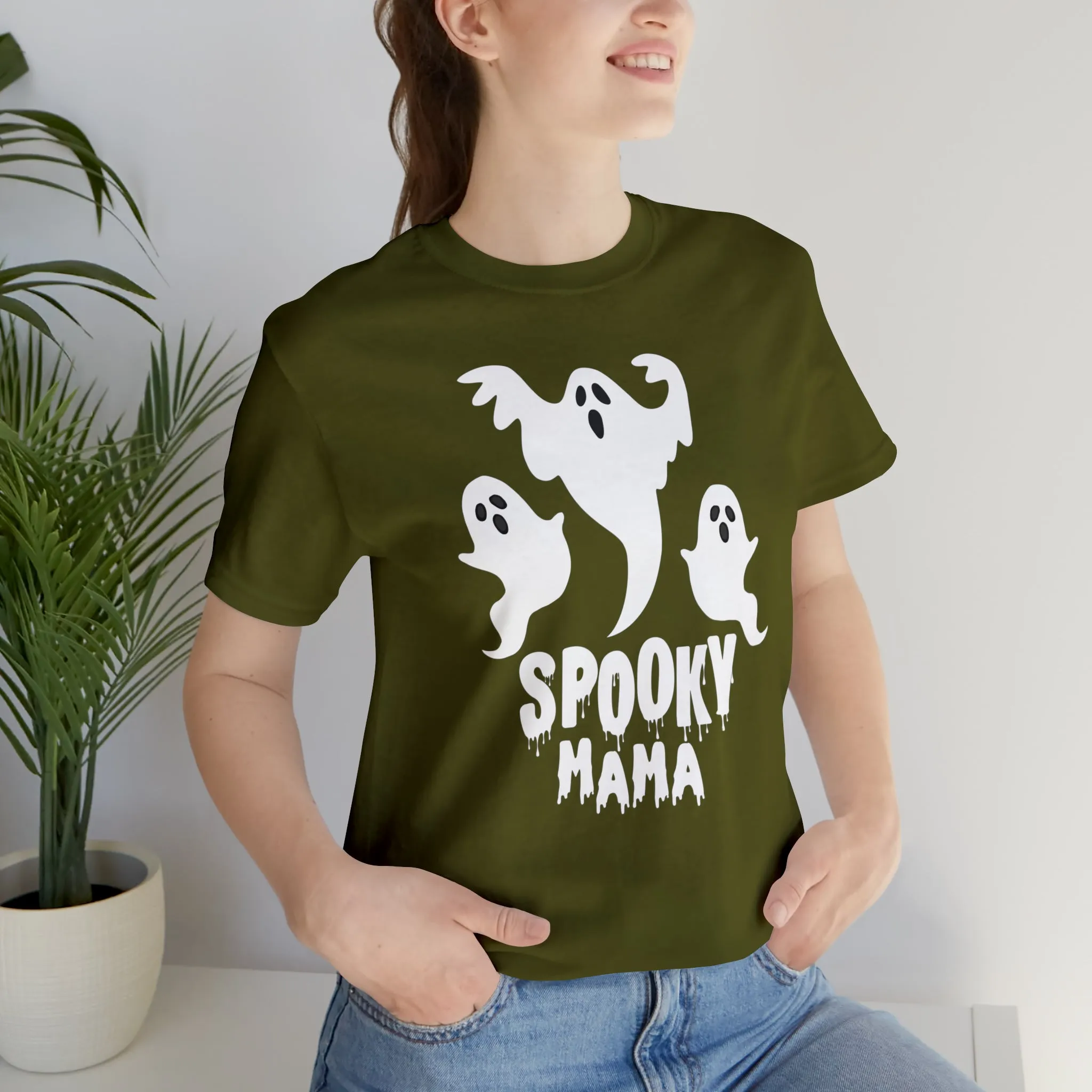 Three Scary Ghosts Halloween Boo T-Shirt | Spooky Ghost Mama Tee |  Bella Canvas 3001Unisex | Short Sleeve Tshirt