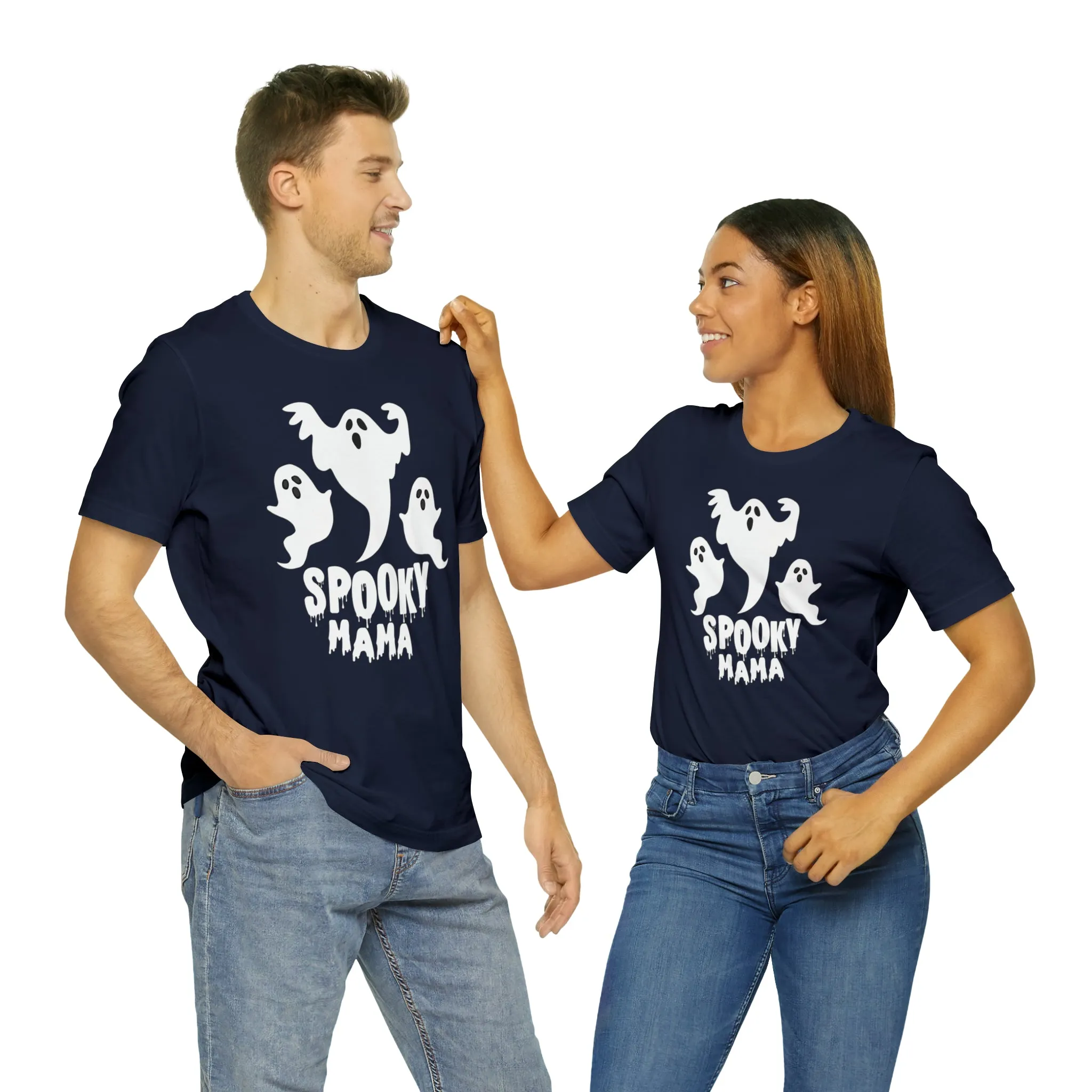 Three Scary Ghosts Halloween Boo T-Shirt | Spooky Ghost Mama Tee |  Bella Canvas 3001Unisex | Short Sleeve Tshirt