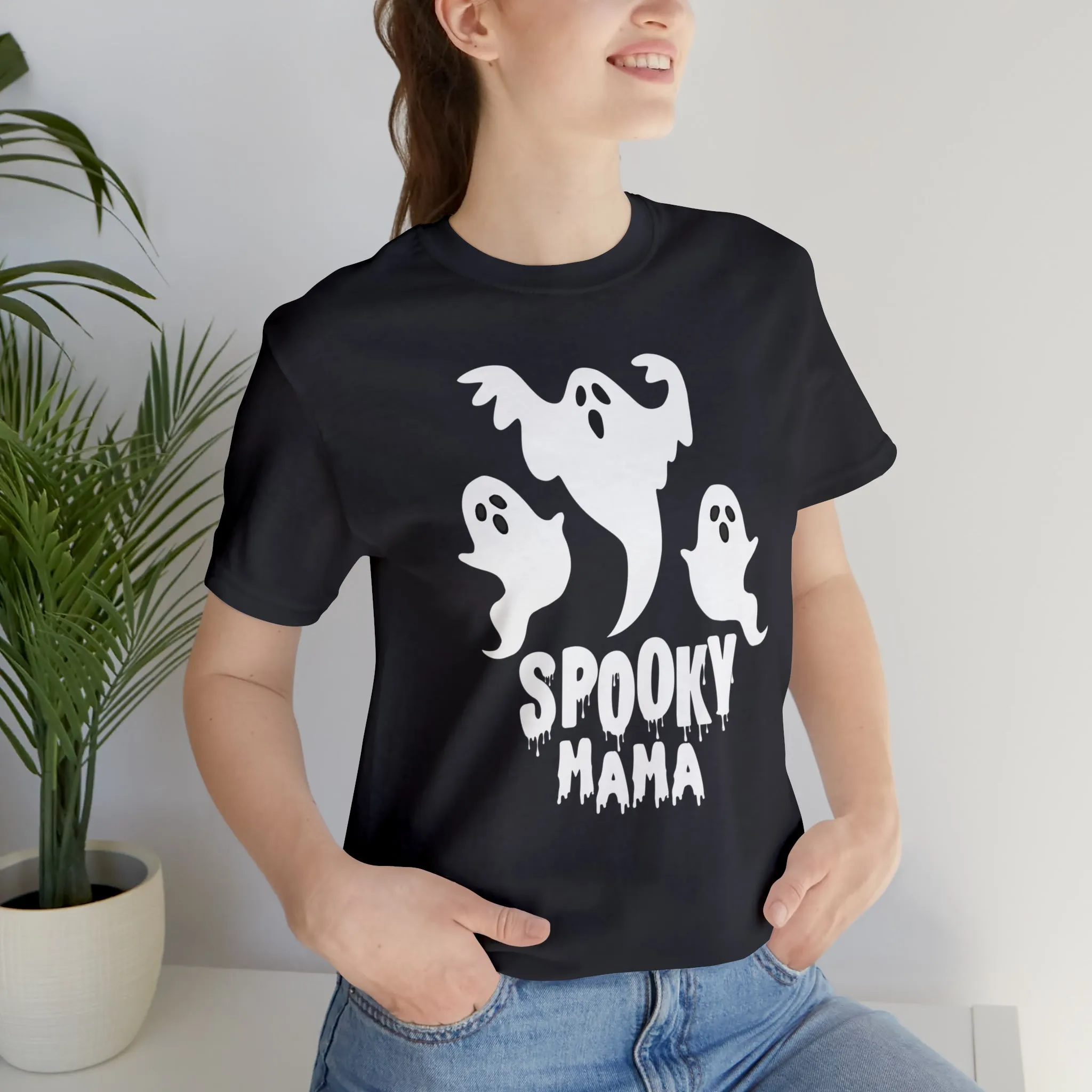 Three Scary Ghosts Halloween Boo T-Shirt | Spooky Ghost Mama Tee |  Bella Canvas 3001Unisex | Short Sleeve Tshirt