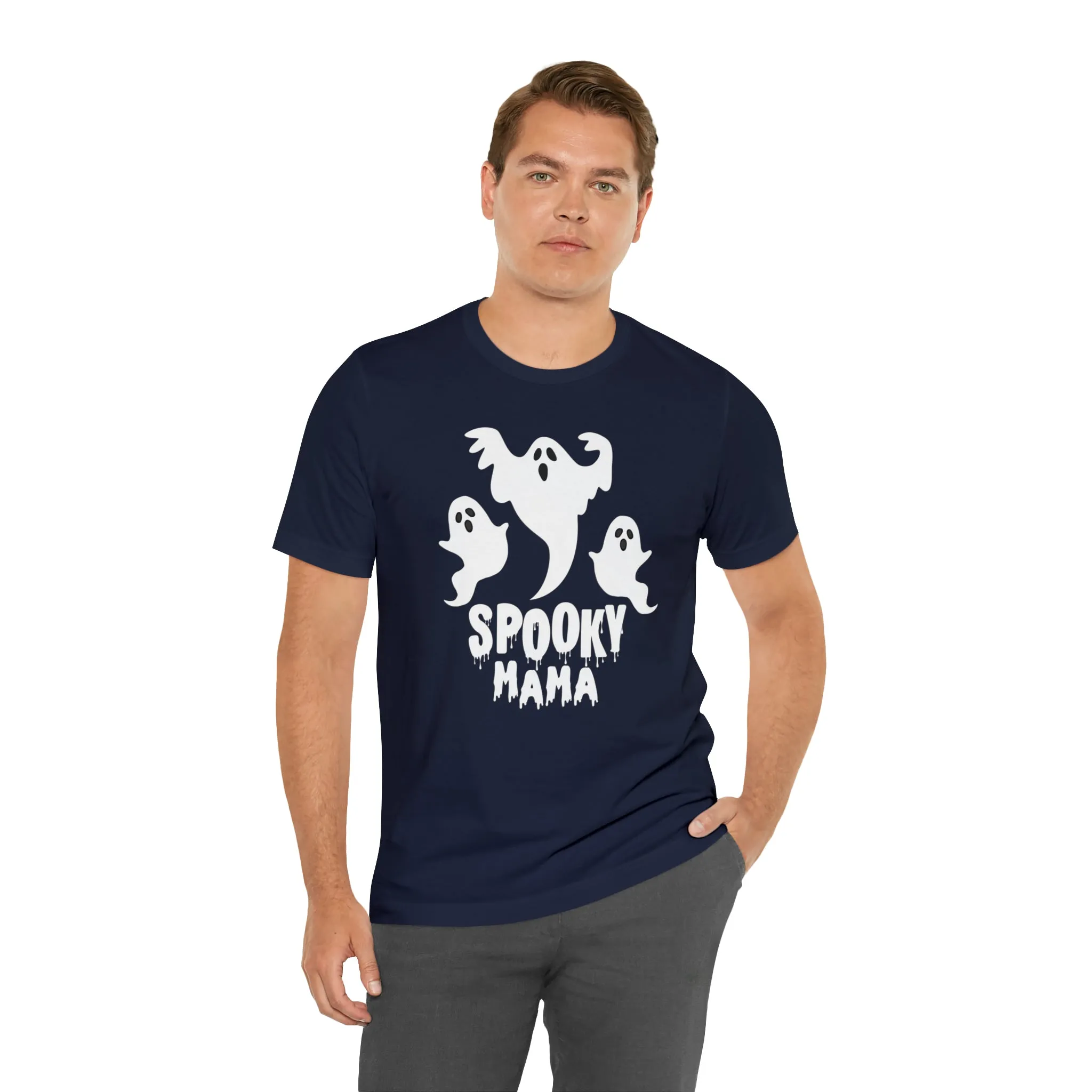 Three Scary Ghosts Halloween Boo T-Shirt | Spooky Ghost Mama Tee |  Bella Canvas 3001Unisex | Short Sleeve Tshirt