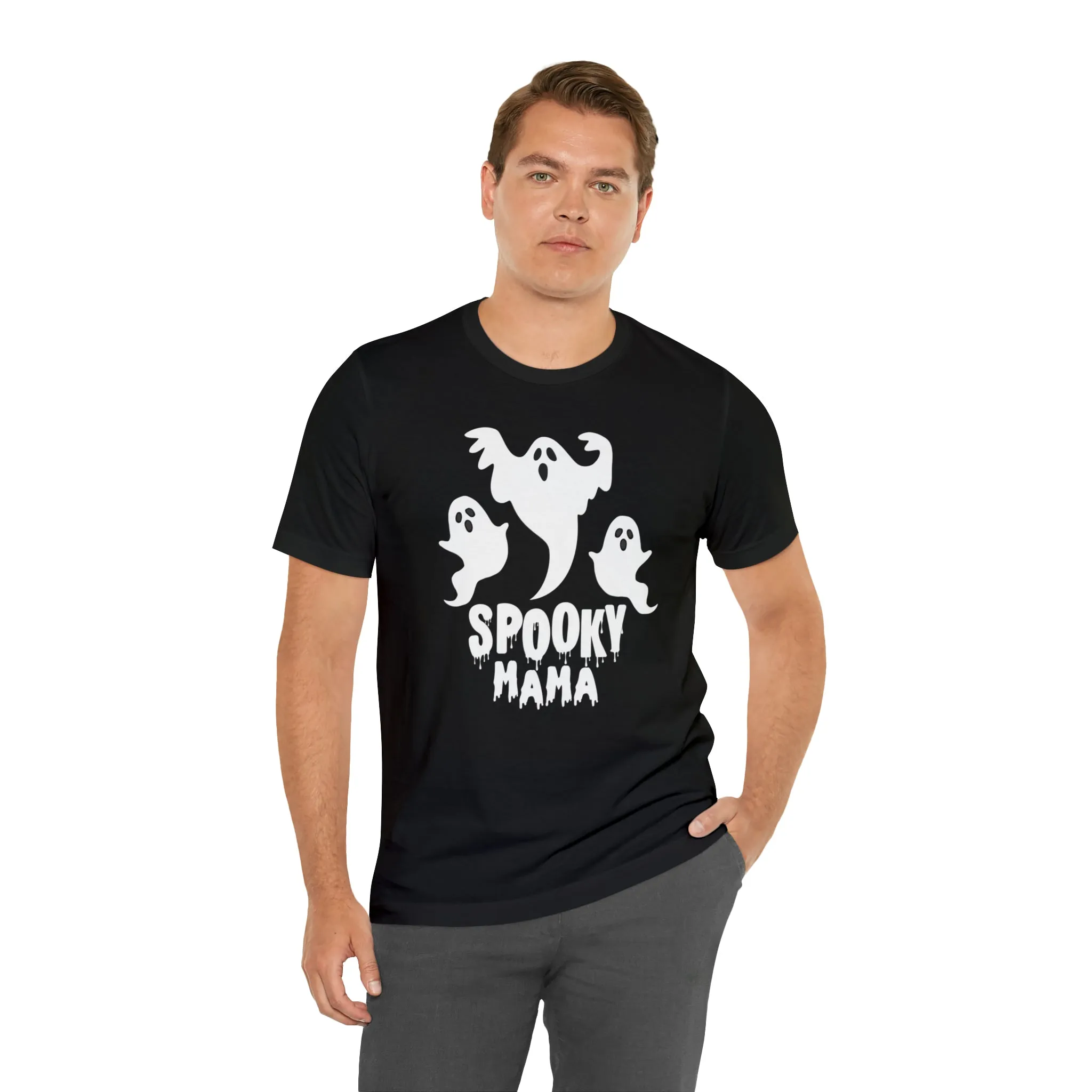 Three Scary Ghosts Halloween Boo T-Shirt | Spooky Ghost Mama Tee |  Bella Canvas 3001Unisex | Short Sleeve Tshirt