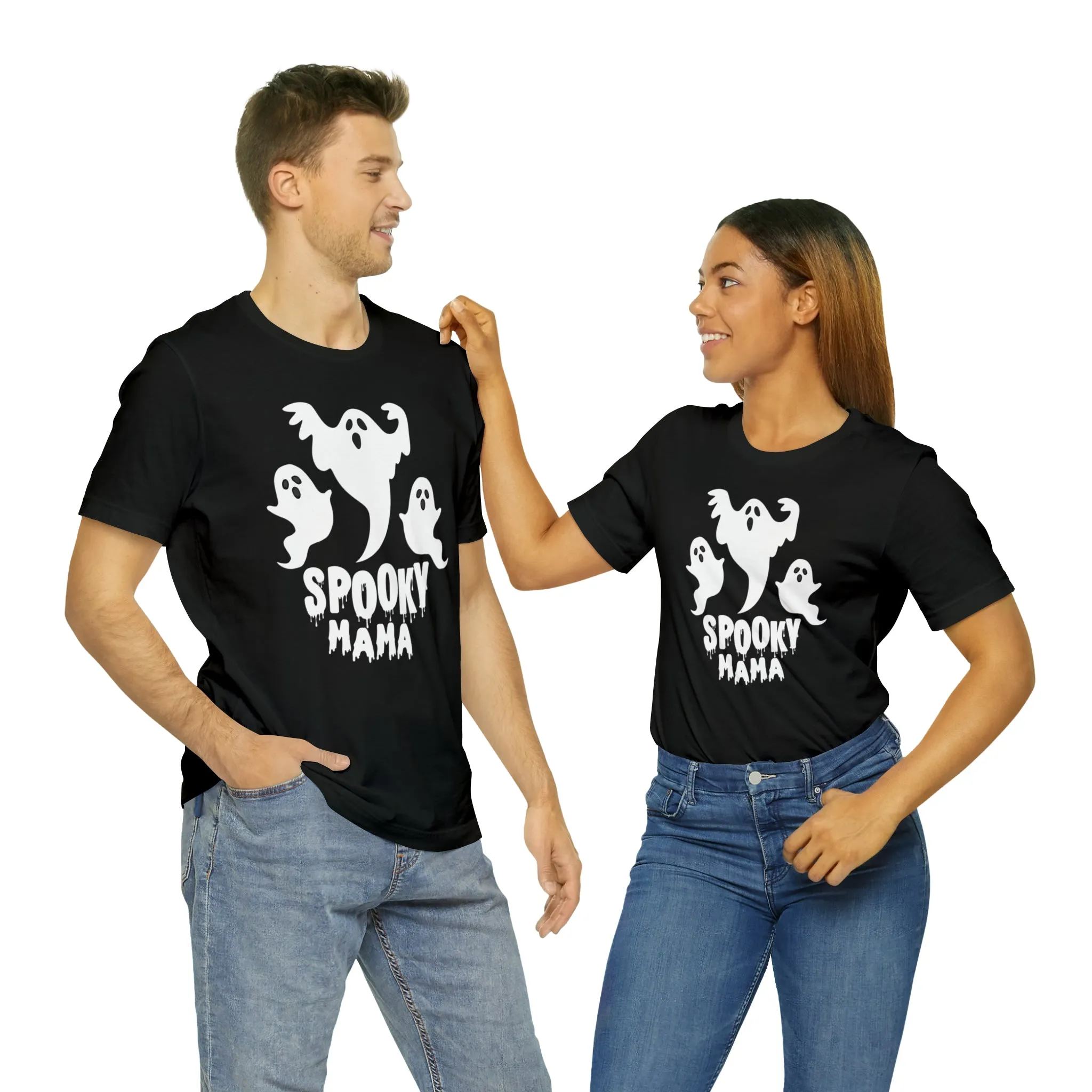 Three Scary Ghosts Halloween Boo T-Shirt | Spooky Ghost Mama Tee |  Bella Canvas 3001Unisex | Short Sleeve Tshirt