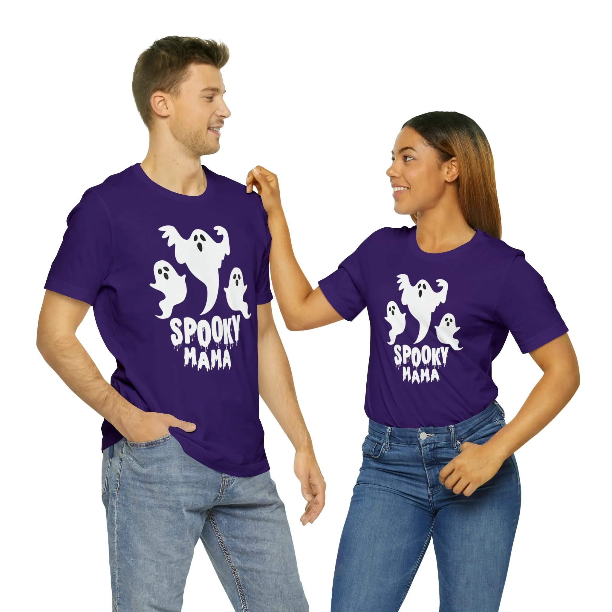 Three Scary Ghosts Halloween Boo T-Shirt | Spooky Ghost Mama Tee |  Bella Canvas 3001Unisex | Short Sleeve Tshirt