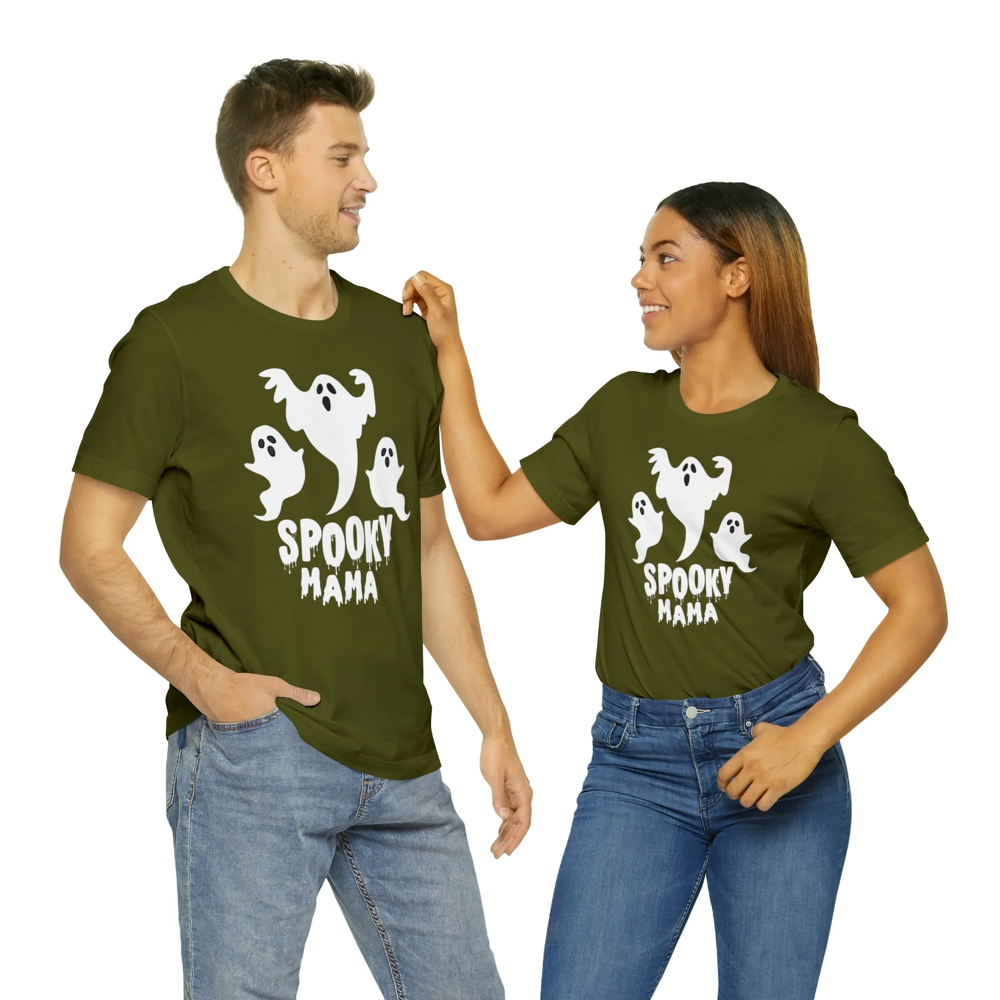 Three Scary Ghosts Halloween Boo T-Shirt | Spooky Ghost Mama Tee |  Bella Canvas 3001Unisex | Short Sleeve Tshirt