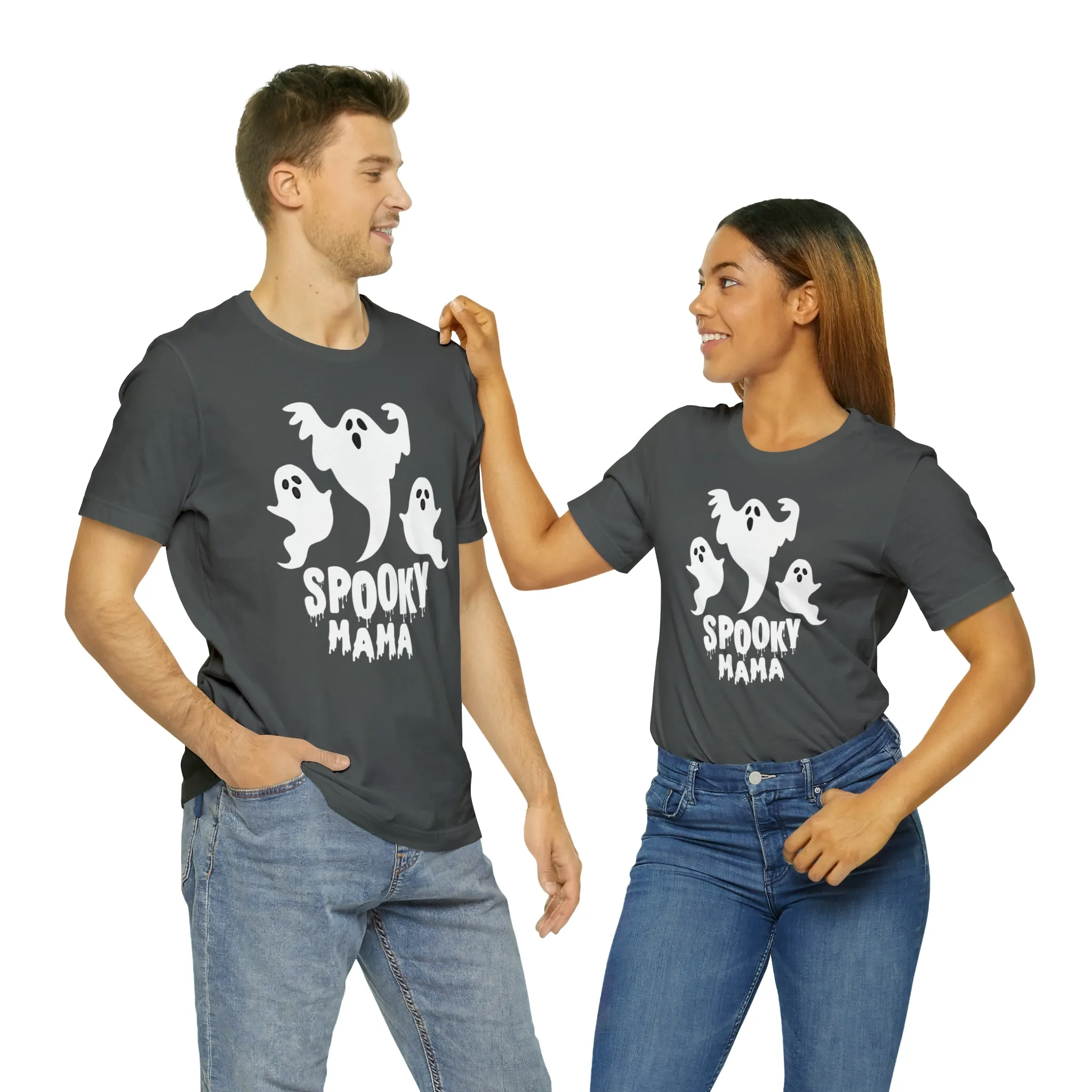 Three Scary Ghosts Halloween Boo T-Shirt | Spooky Ghost Mama Tee |  Bella Canvas 3001Unisex | Short Sleeve Tshirt