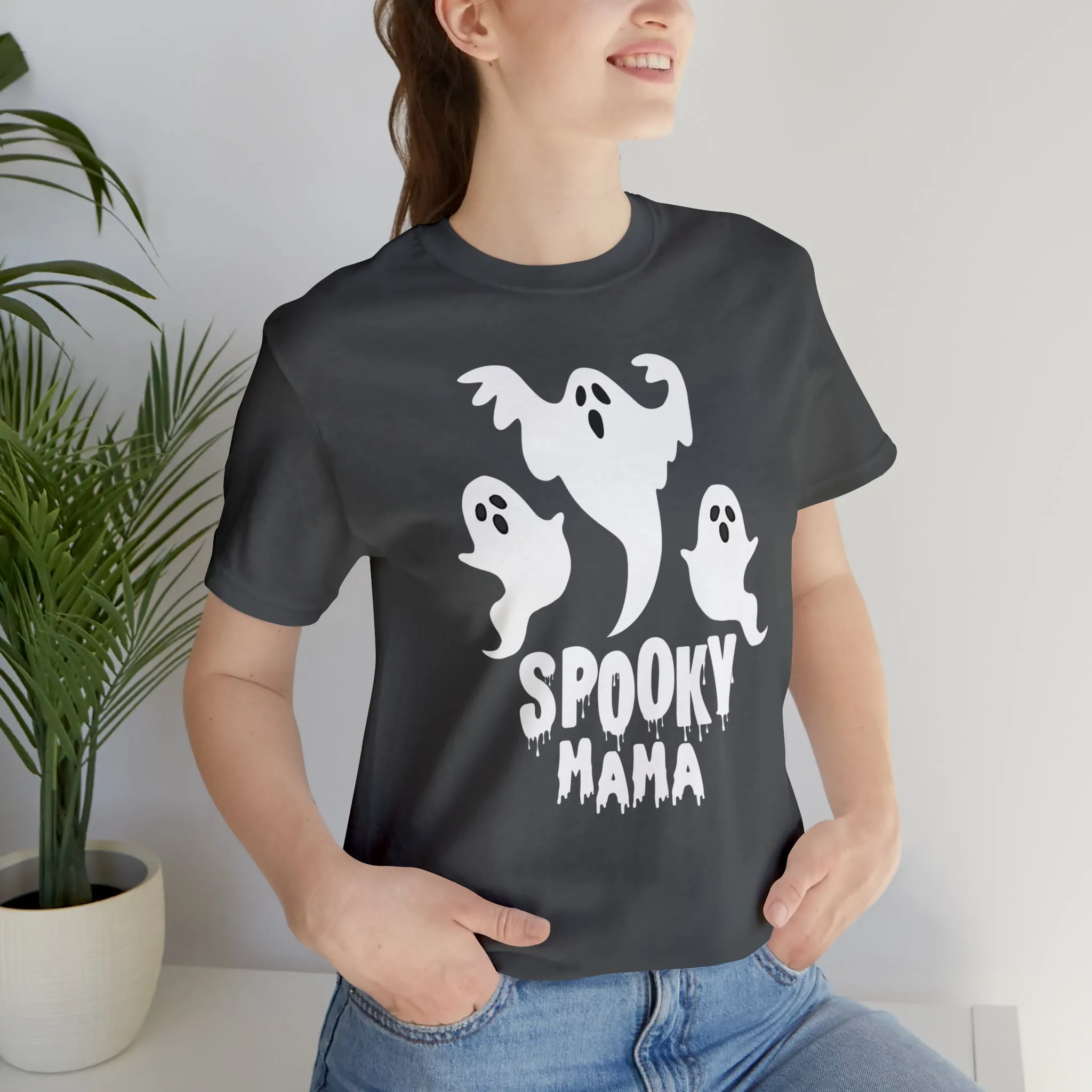 Three Scary Ghosts Halloween Boo T-Shirt | Spooky Ghost Mama Tee |  Bella Canvas 3001Unisex | Short Sleeve Tshirt