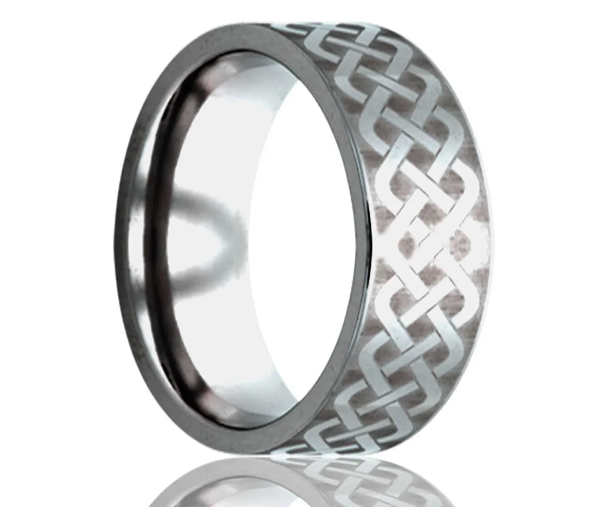 Titanium Flat Laser Engraved Weave Ring