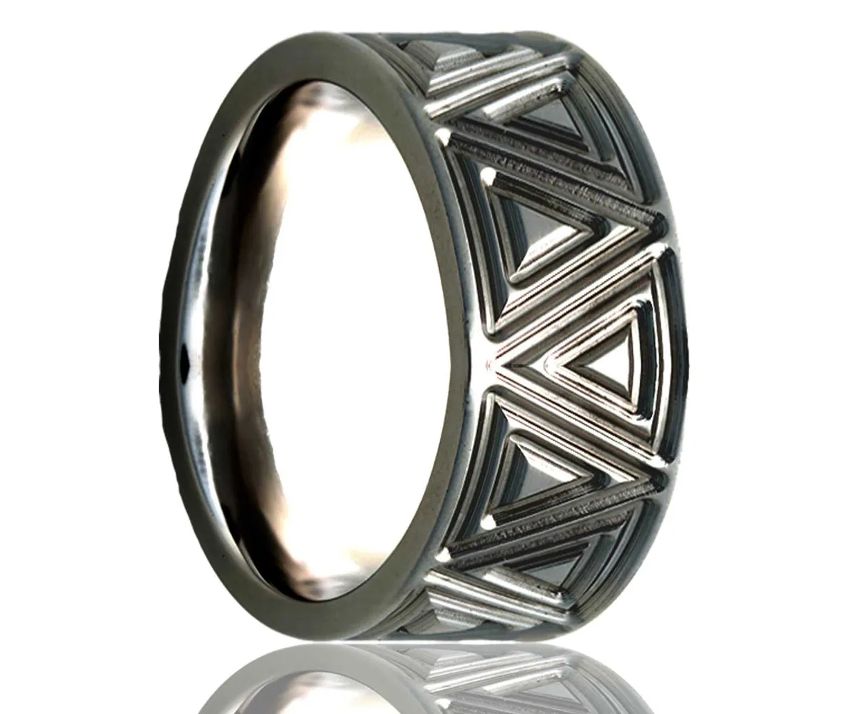 Titanium Flat Triangular Milled Ring