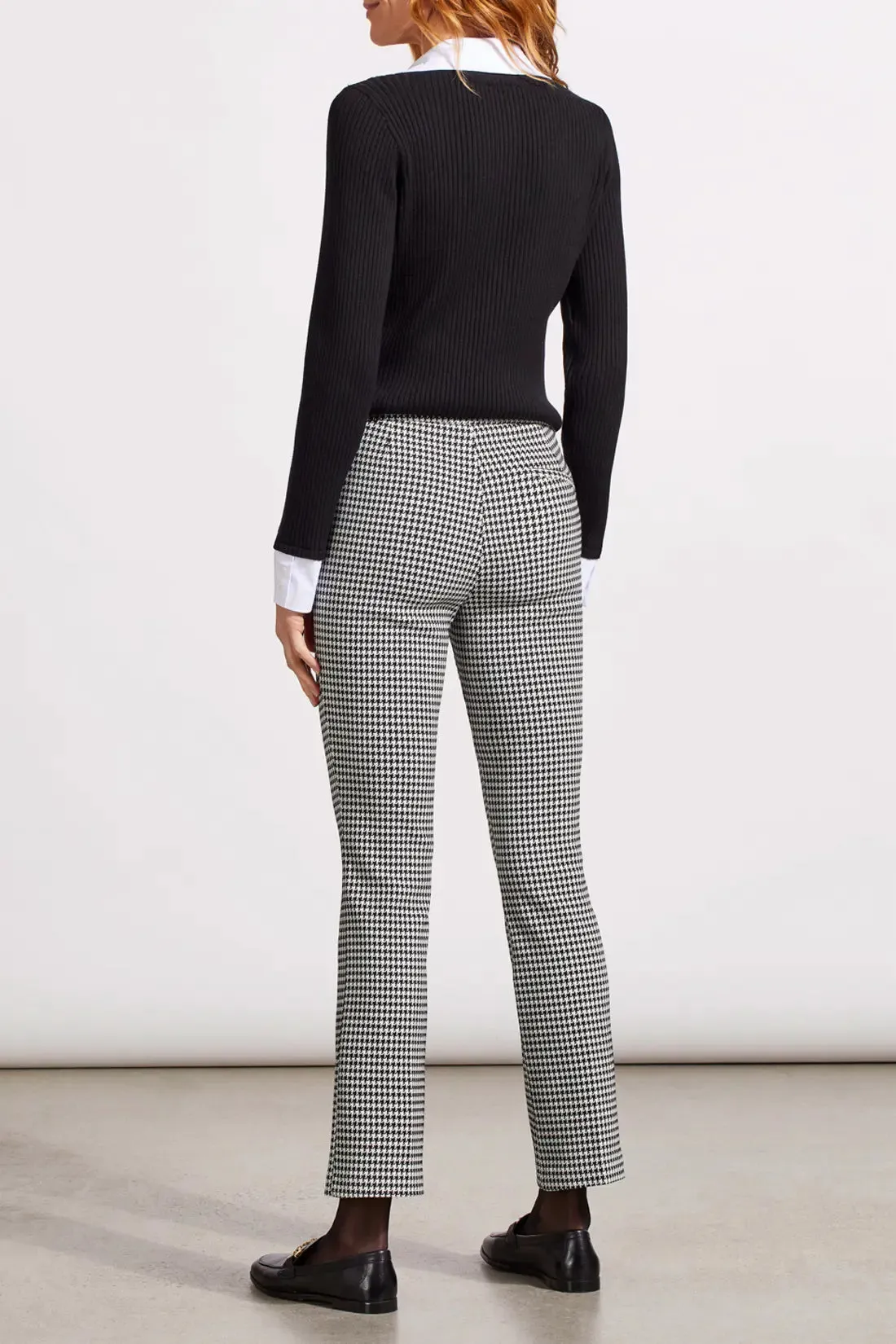 Tribal Pull On Houndstooth Jacquard Black Pant