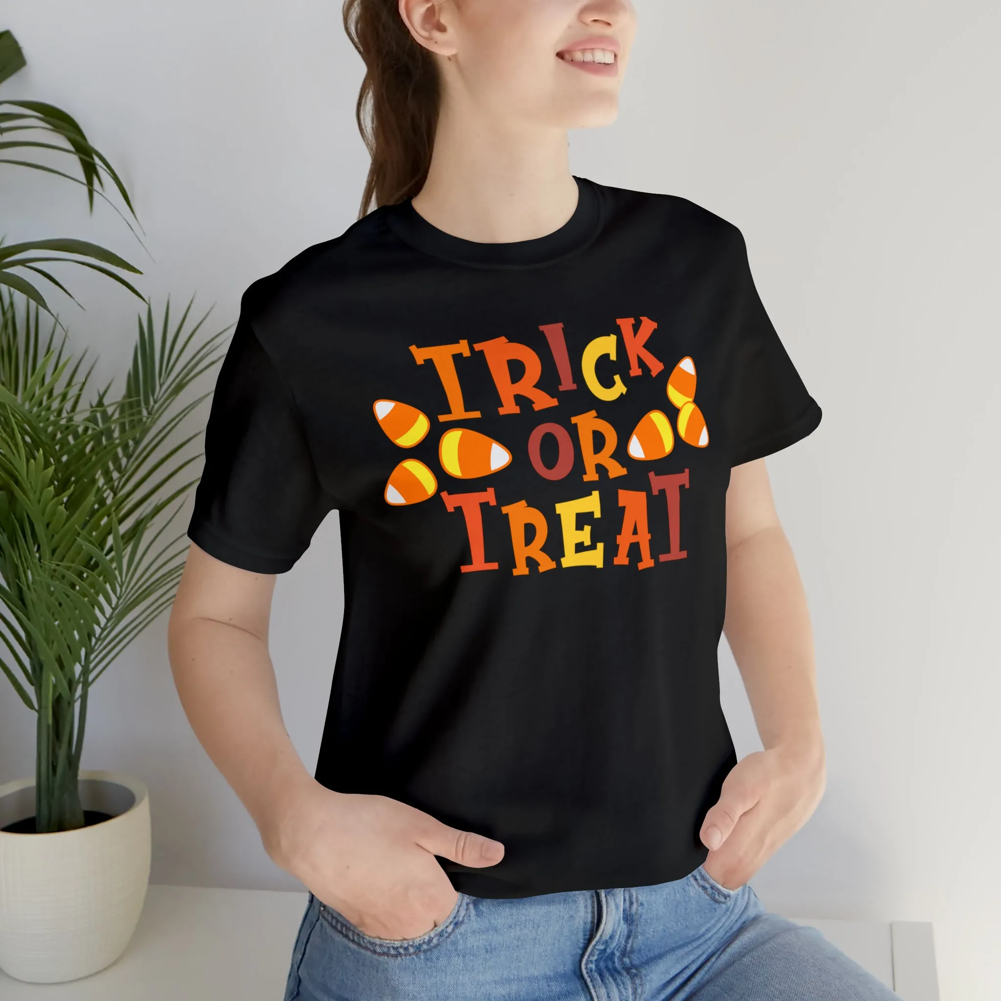 Trick or Treat T-Shirt | Candy Corn  Tee |  Bella Canvas 3001Unisex | Sweet Short Sleeve Tshirt