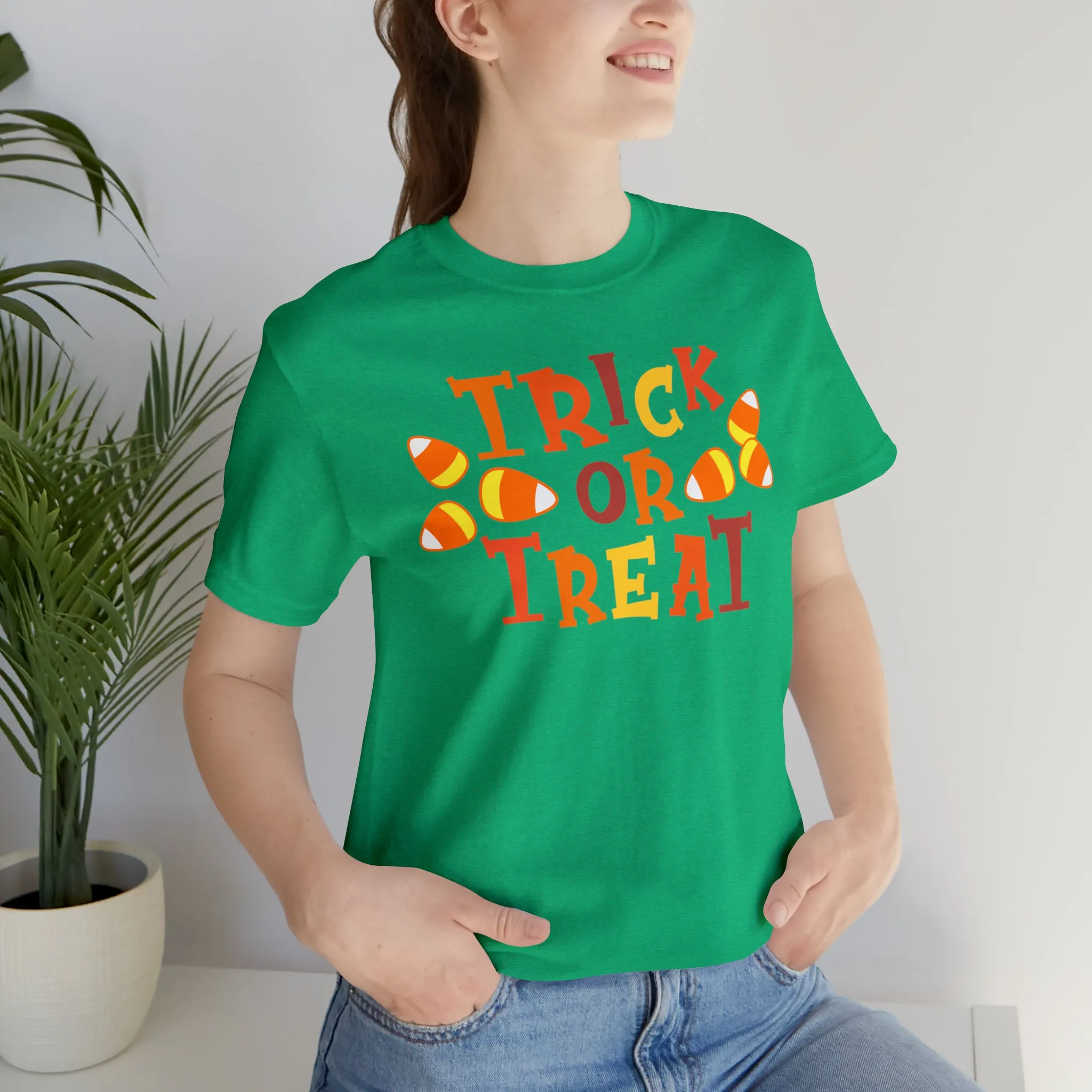 Trick or Treat T-Shirt | Candy Corn  Tee |  Bella Canvas 3001Unisex | Sweet Short Sleeve Tshirt