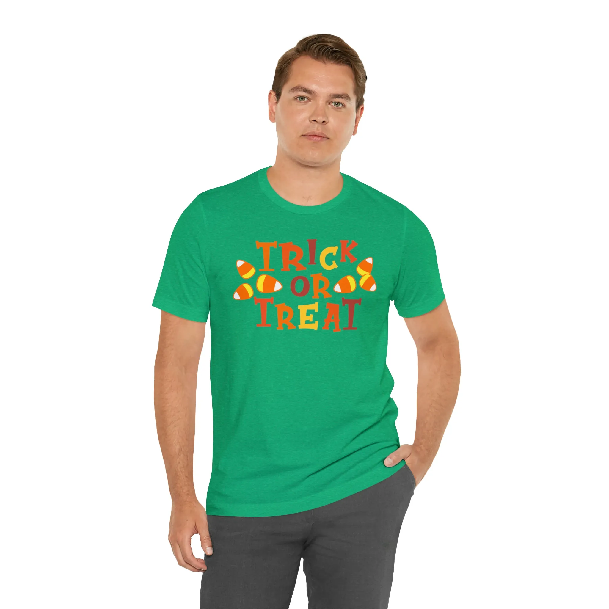 Trick or Treat T-Shirt | Candy Corn  Tee |  Bella Canvas 3001Unisex | Sweet Short Sleeve Tshirt