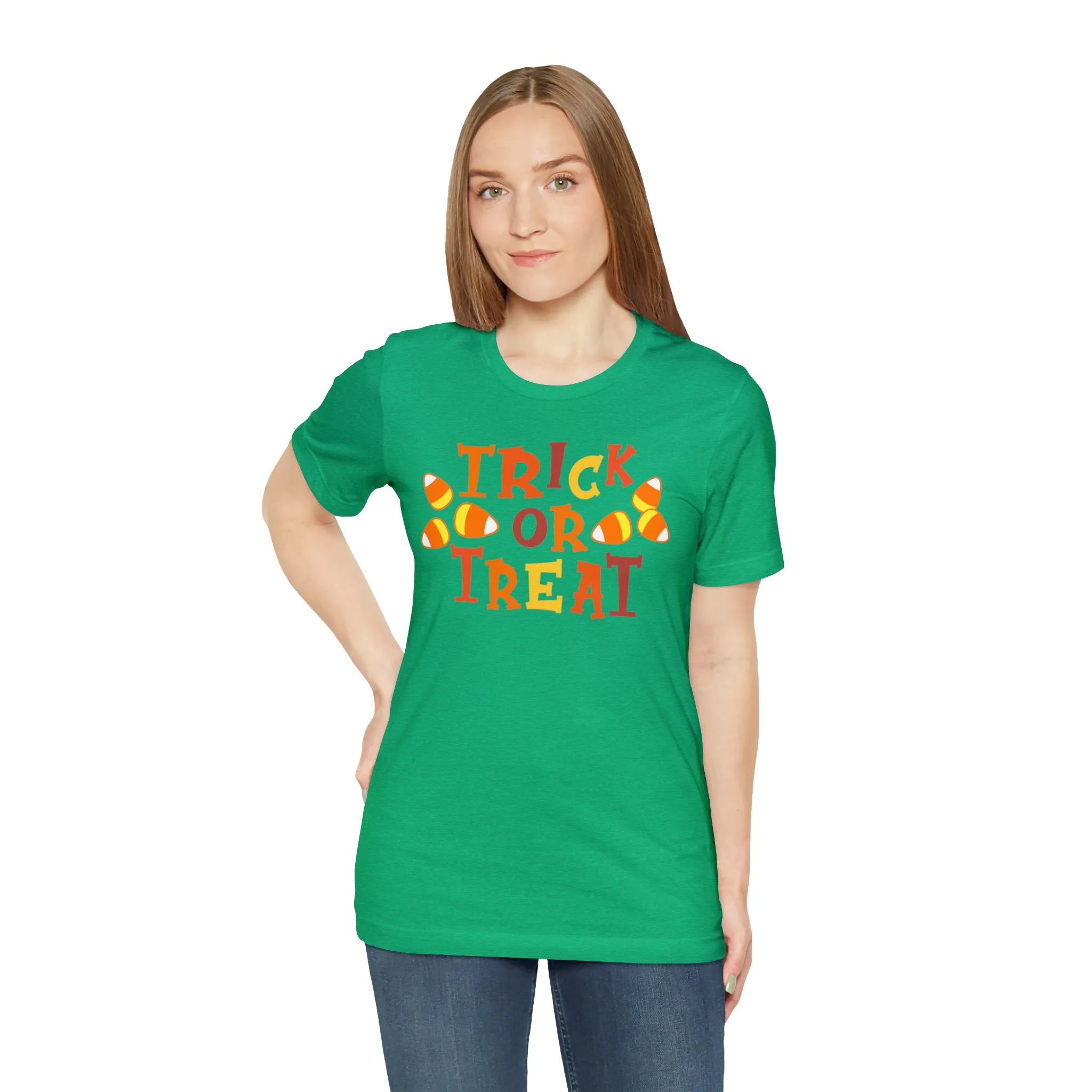 Trick or Treat T-Shirt | Candy Corn  Tee |  Bella Canvas 3001Unisex | Sweet Short Sleeve Tshirt