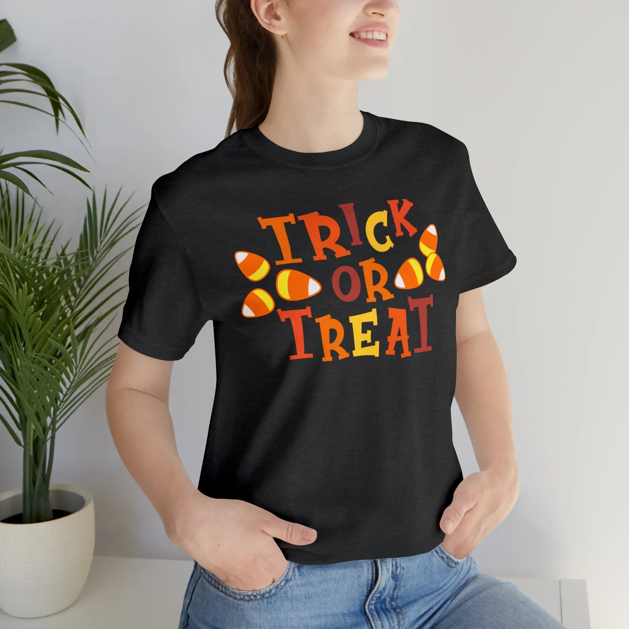 Trick or Treat T-Shirt | Candy Corn  Tee |  Bella Canvas 3001Unisex | Sweet Short Sleeve Tshirt