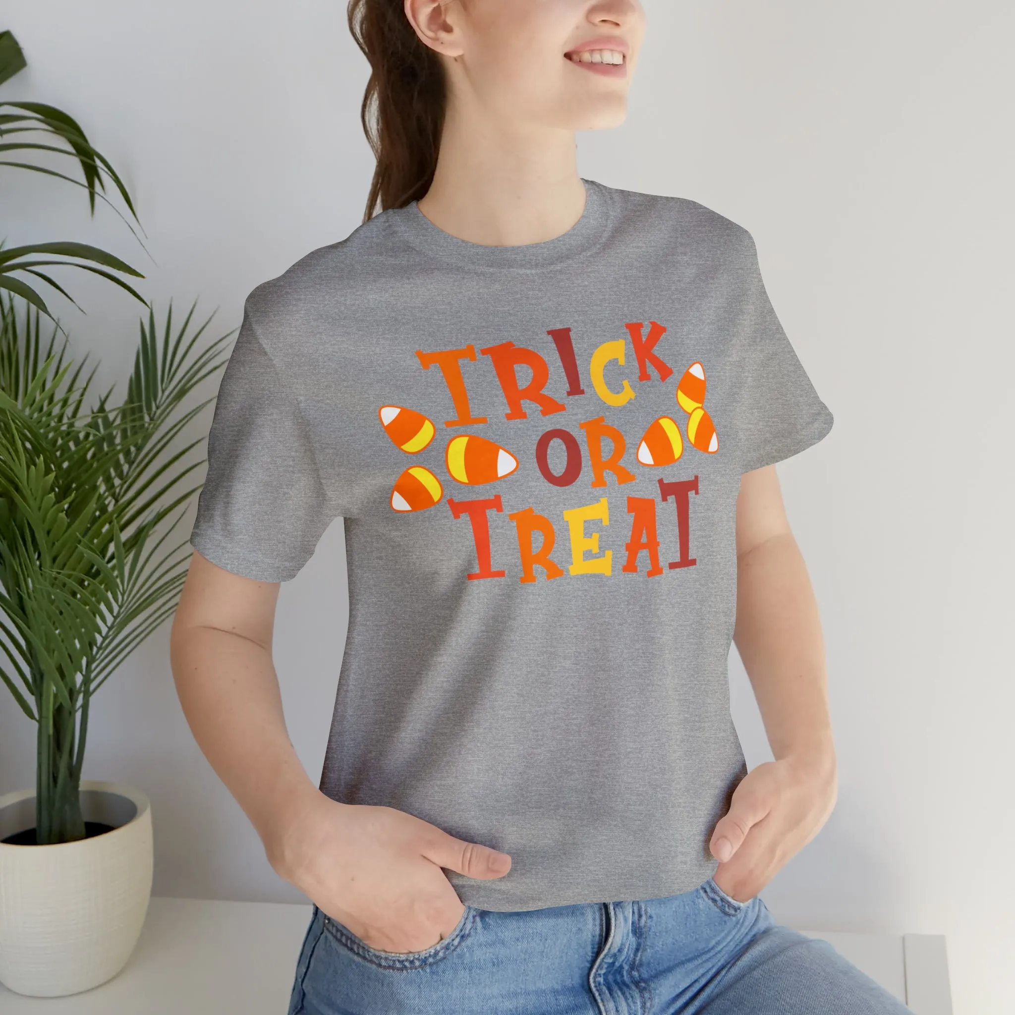 Trick or Treat T-Shirt | Candy Corn  Tee |  Bella Canvas 3001Unisex | Sweet Short Sleeve Tshirt