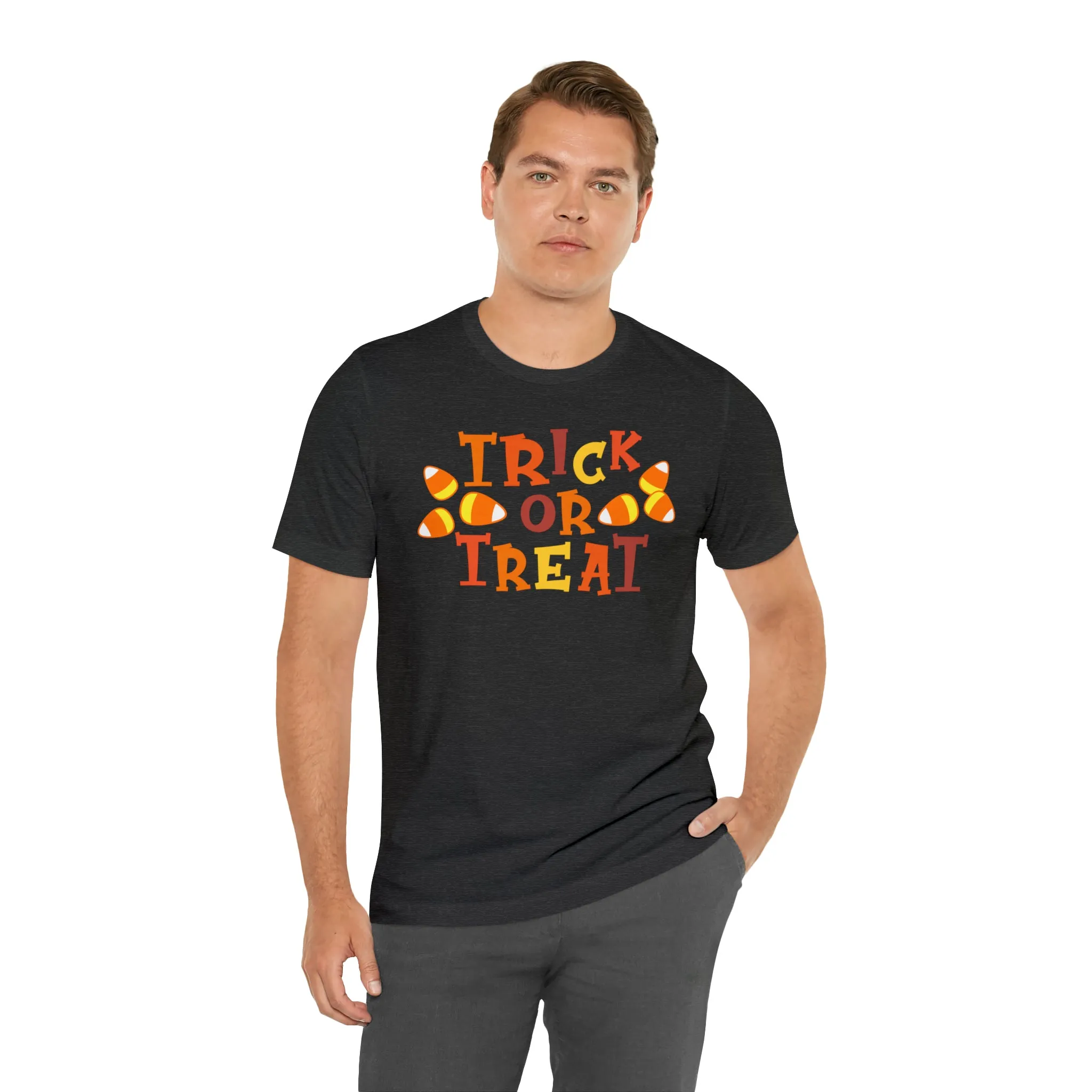 Trick or Treat T-Shirt | Candy Corn  Tee |  Bella Canvas 3001Unisex | Sweet Short Sleeve Tshirt