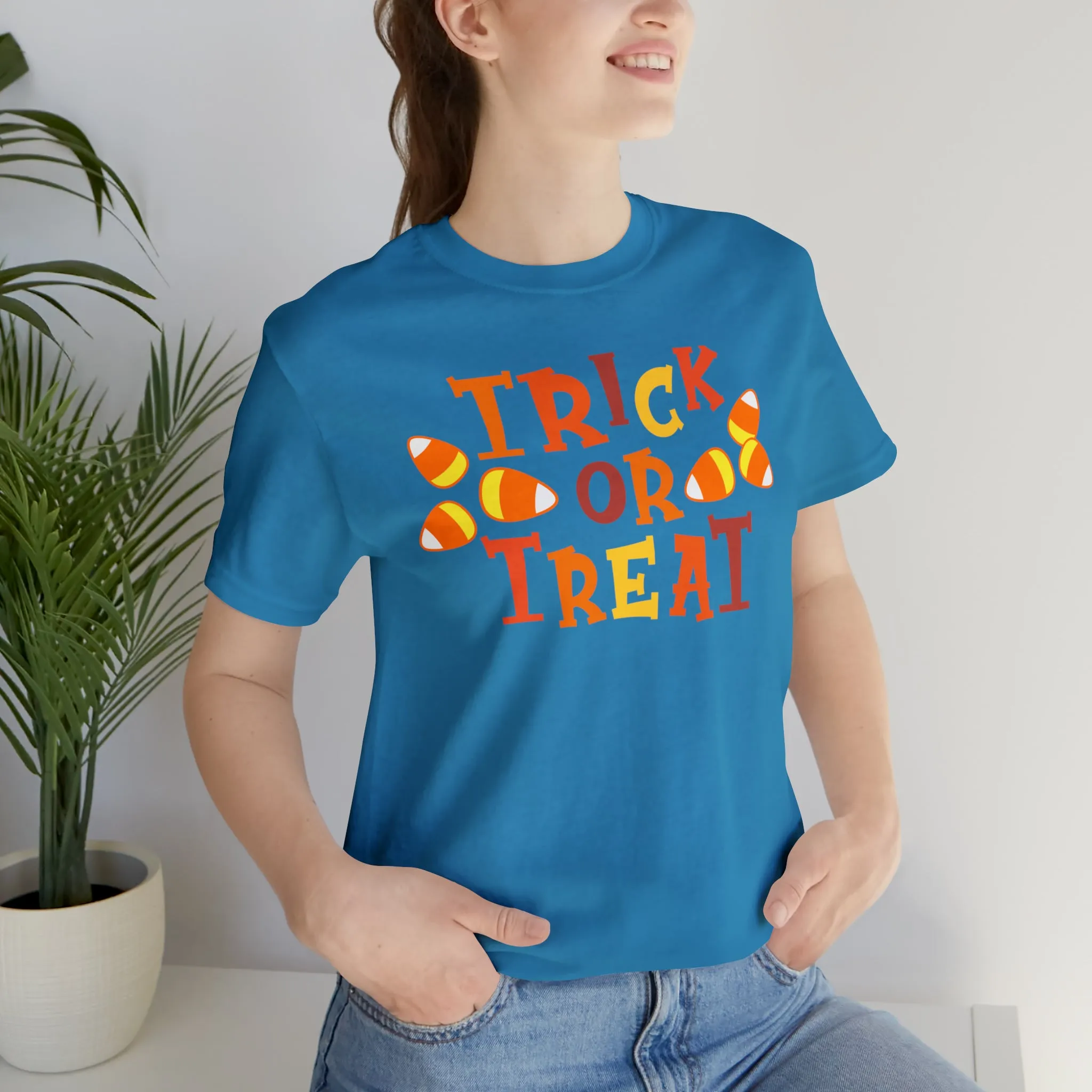 Trick or Treat T-Shirt | Candy Corn  Tee |  Bella Canvas 3001Unisex | Sweet Short Sleeve Tshirt