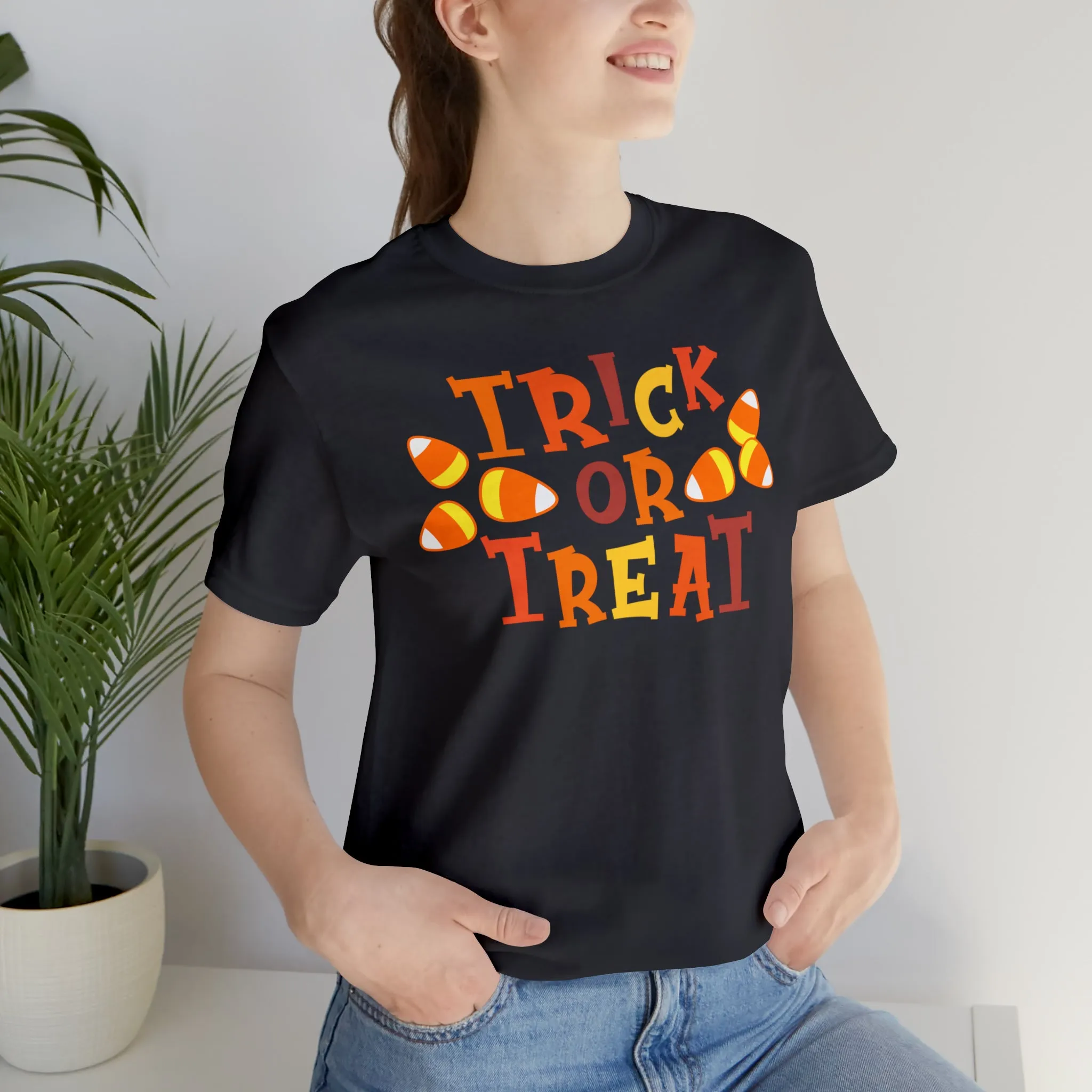 Trick or Treat T-Shirt | Candy Corn  Tee |  Bella Canvas 3001Unisex | Sweet Short Sleeve Tshirt