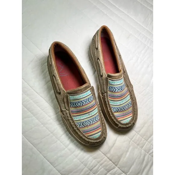 Twisted X Women's Slip On Driving Mocassins, Aztec Western, Machine Washable