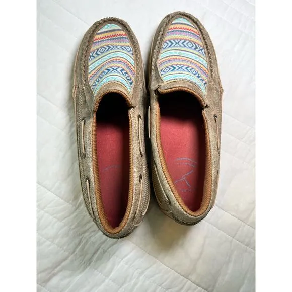 Twisted X Women's Slip On Driving Mocassins, Aztec Western, Machine Washable