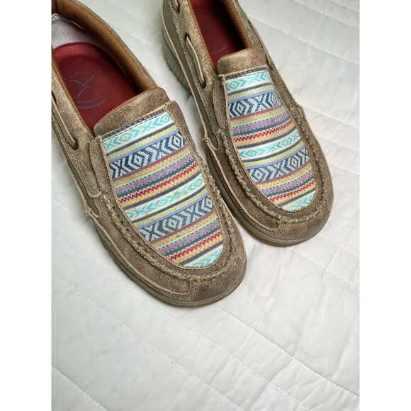 Twisted X Women's Slip On Driving Mocassins, Aztec Western, Machine Washable