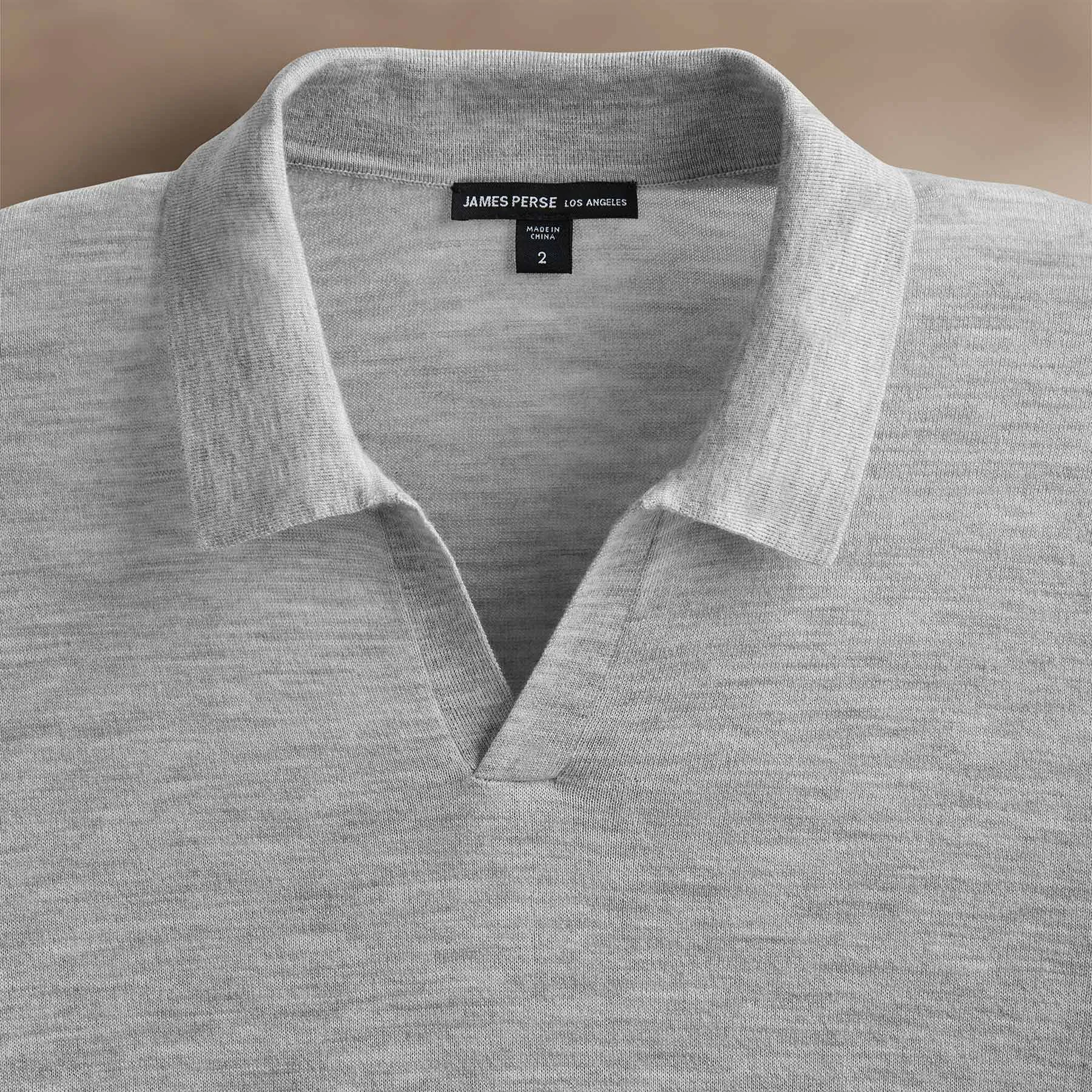 Ultra Fine Cashmere Open Polo - Light Heather Grey